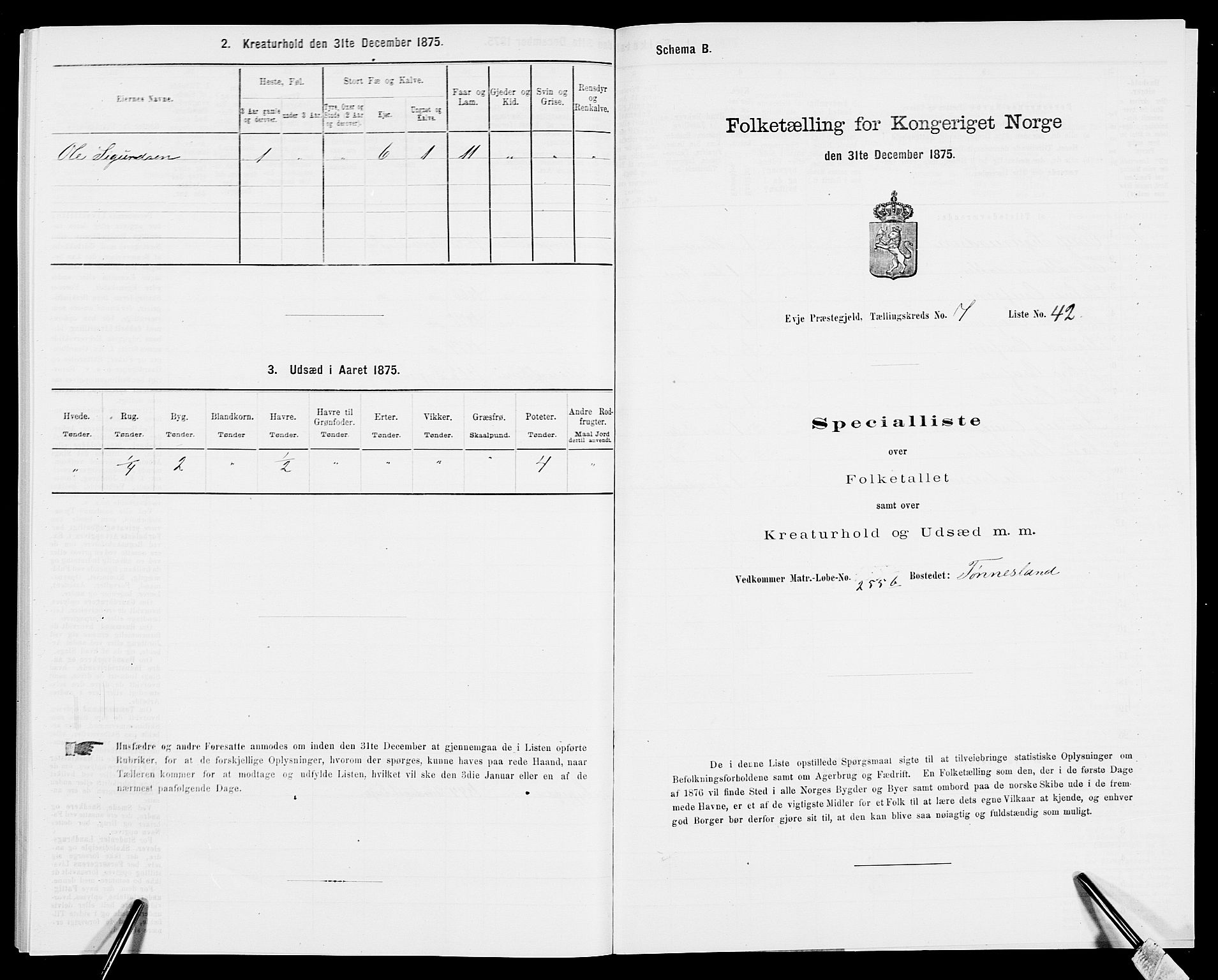 SAK, 1875 census for 0934P Evje, 1875, p. 669