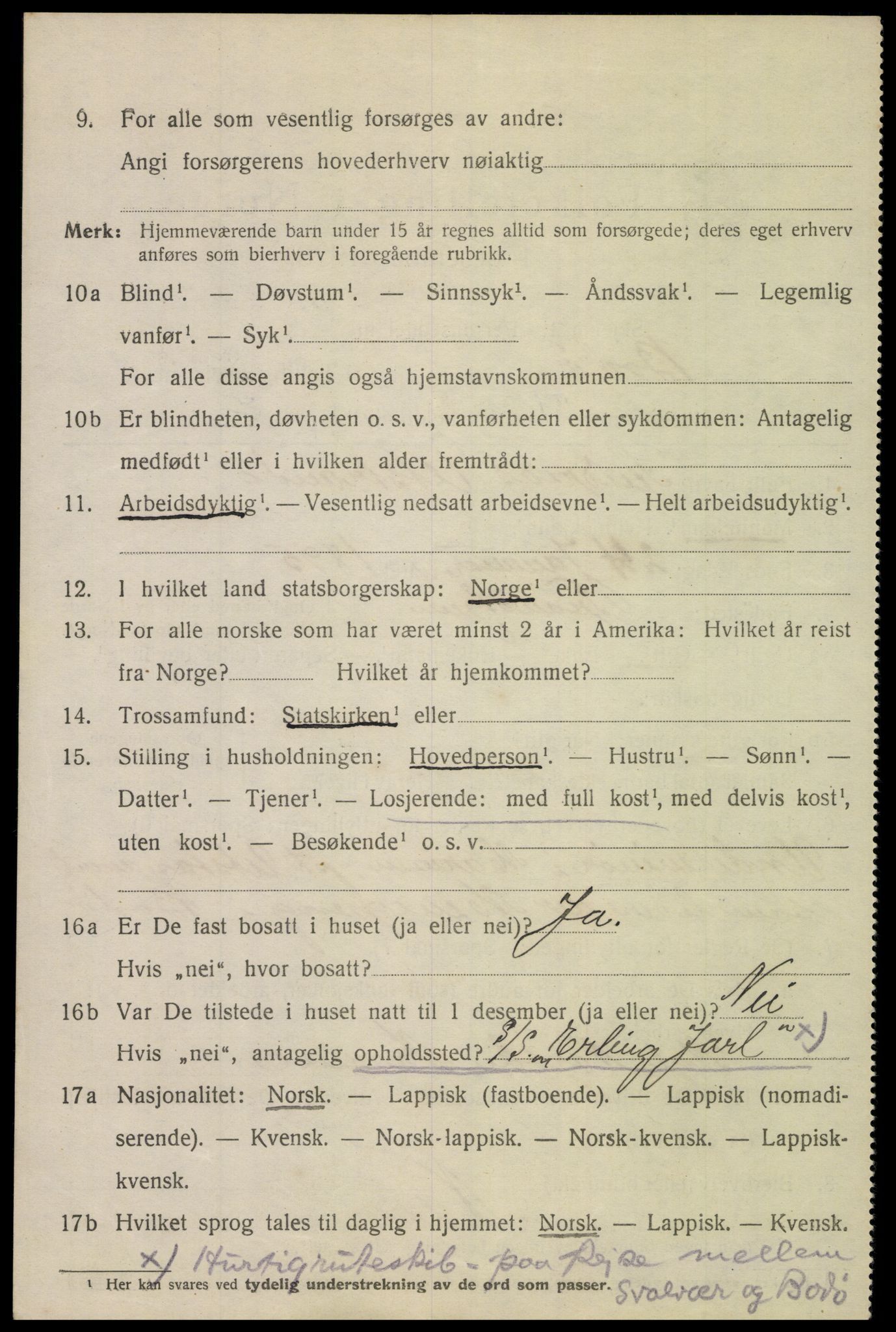 SAT, 1920 census for Bodø, 1920, p. 12128