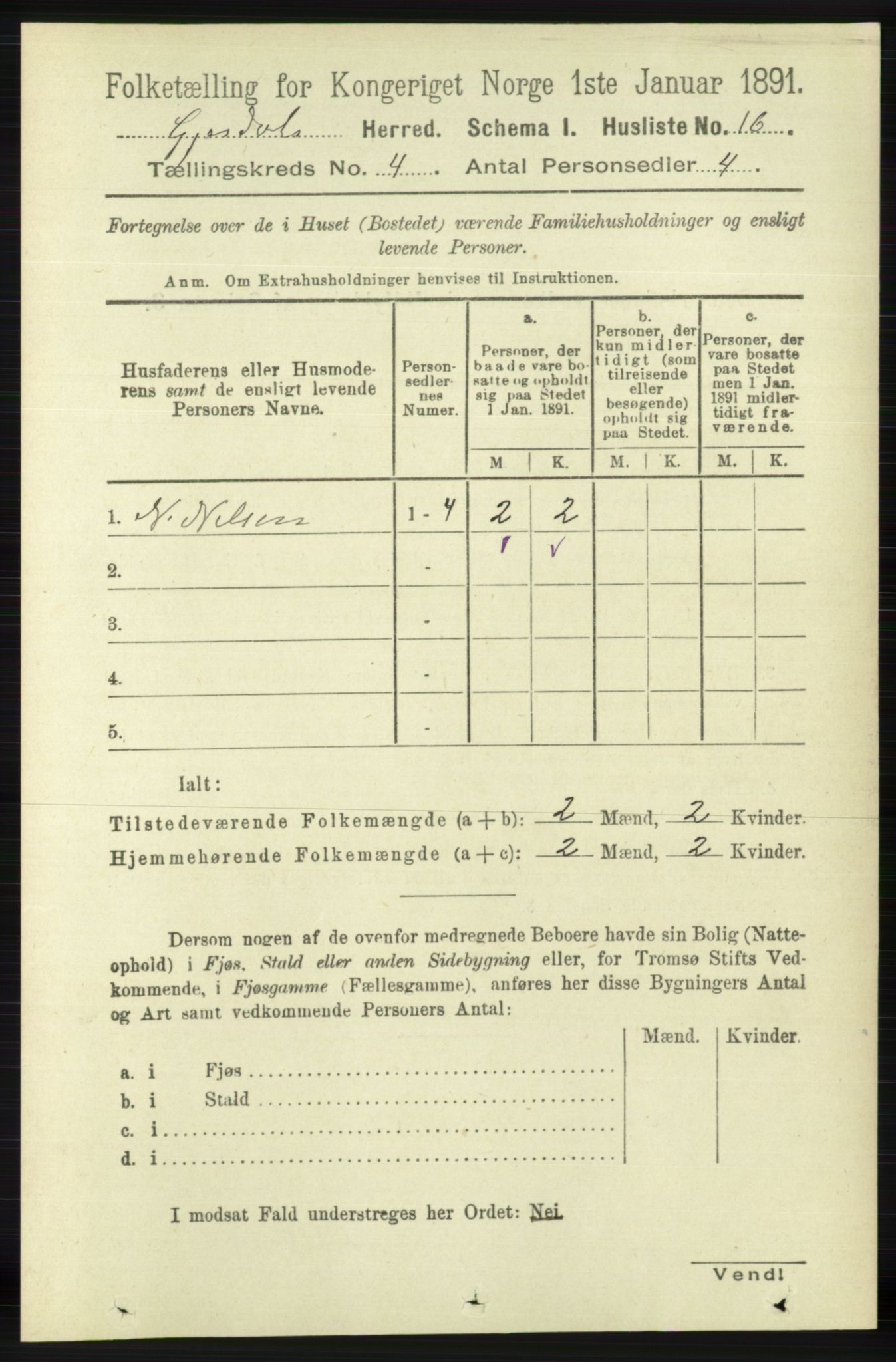 RA, 1891 census for 1122 Gjesdal, 1891, p. 1155