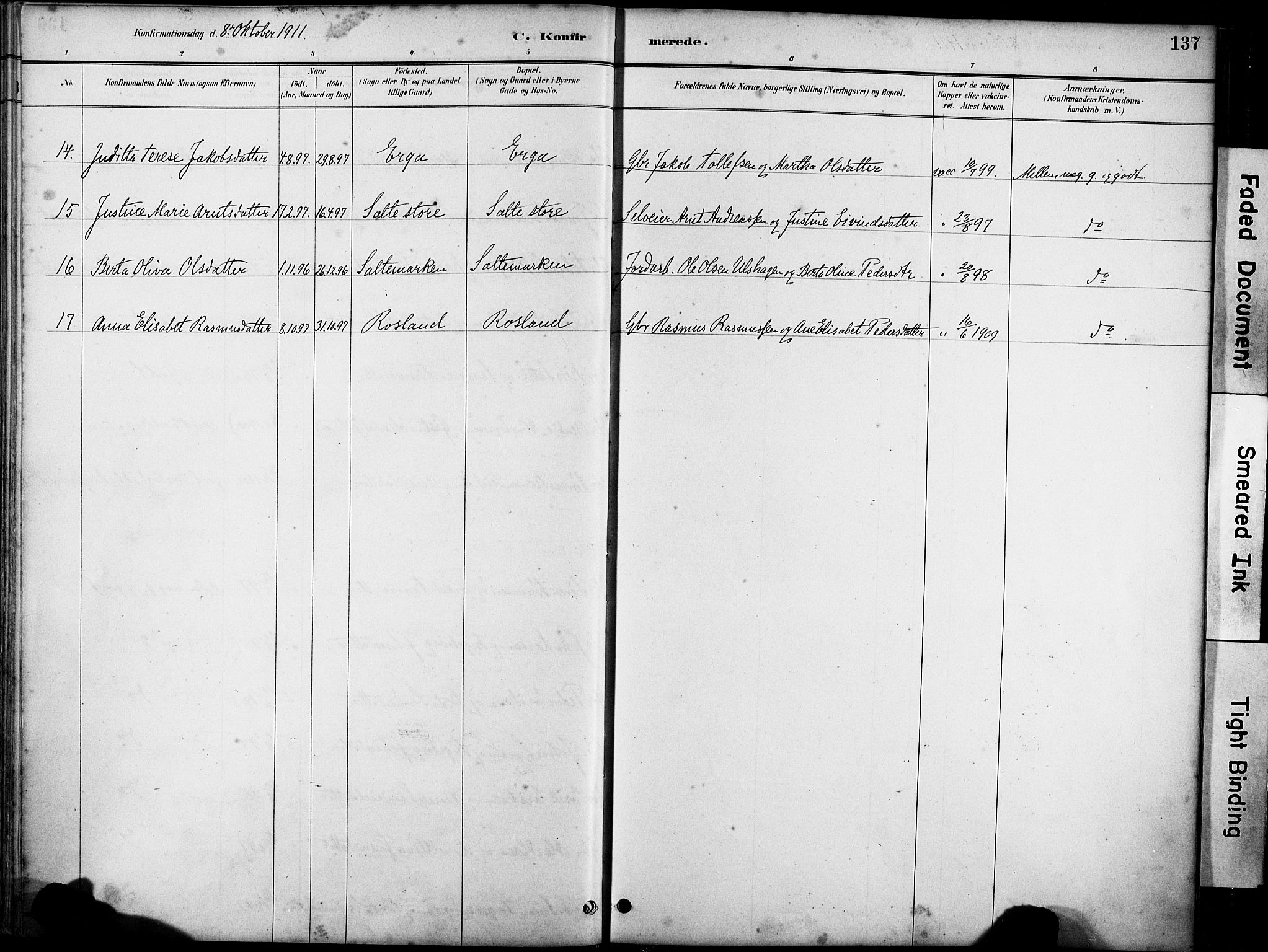 Klepp sokneprestkontor, AV/SAST-A-101803/001/3/30BA/L0007: Parish register (official) no. A 8, 1886-1912, p. 137