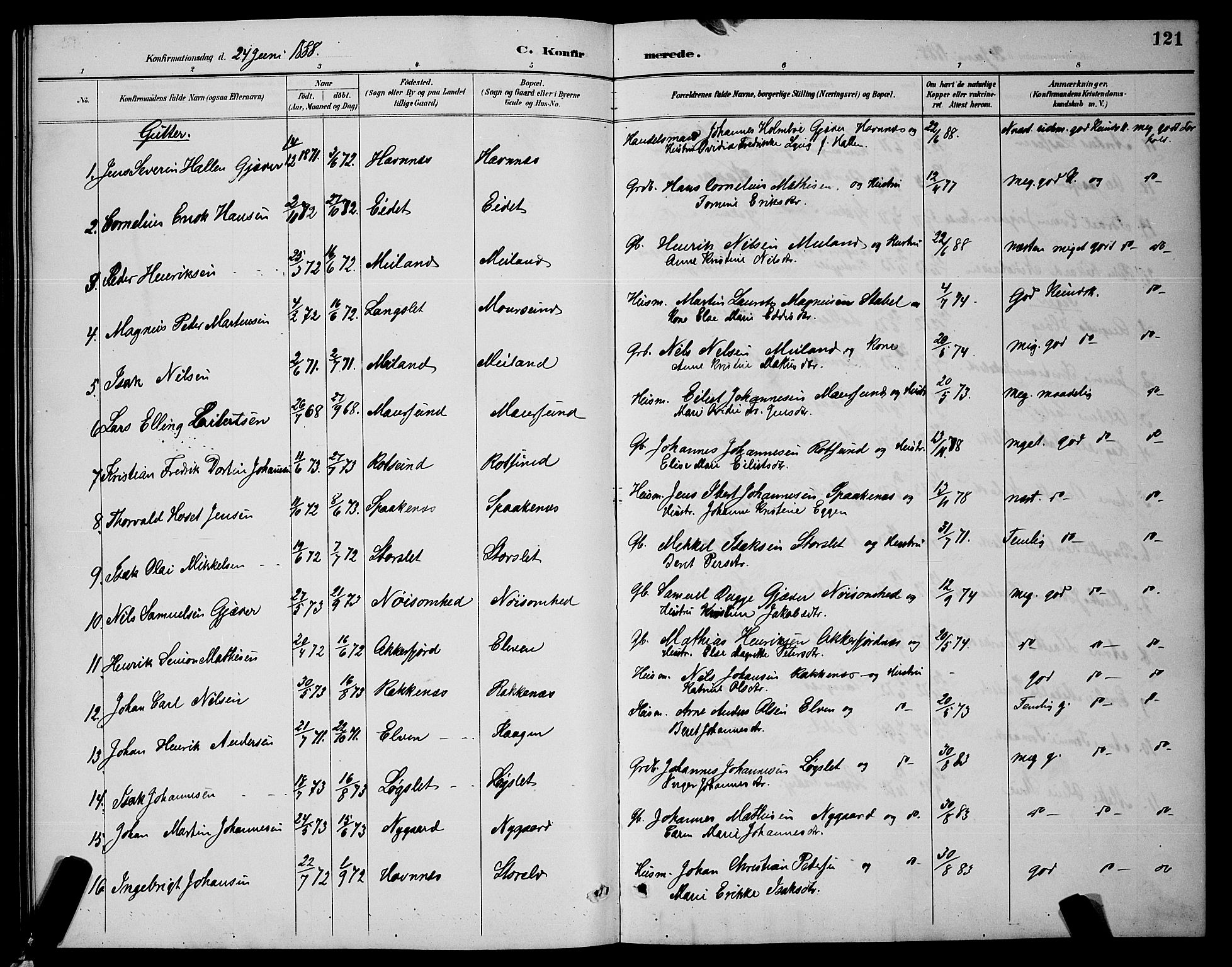 Skjervøy sokneprestkontor, SATØ/S-1300/H/Ha/Hab/L0007klokker: Parish register (copy) no. 7, 1889-1899, p. 121