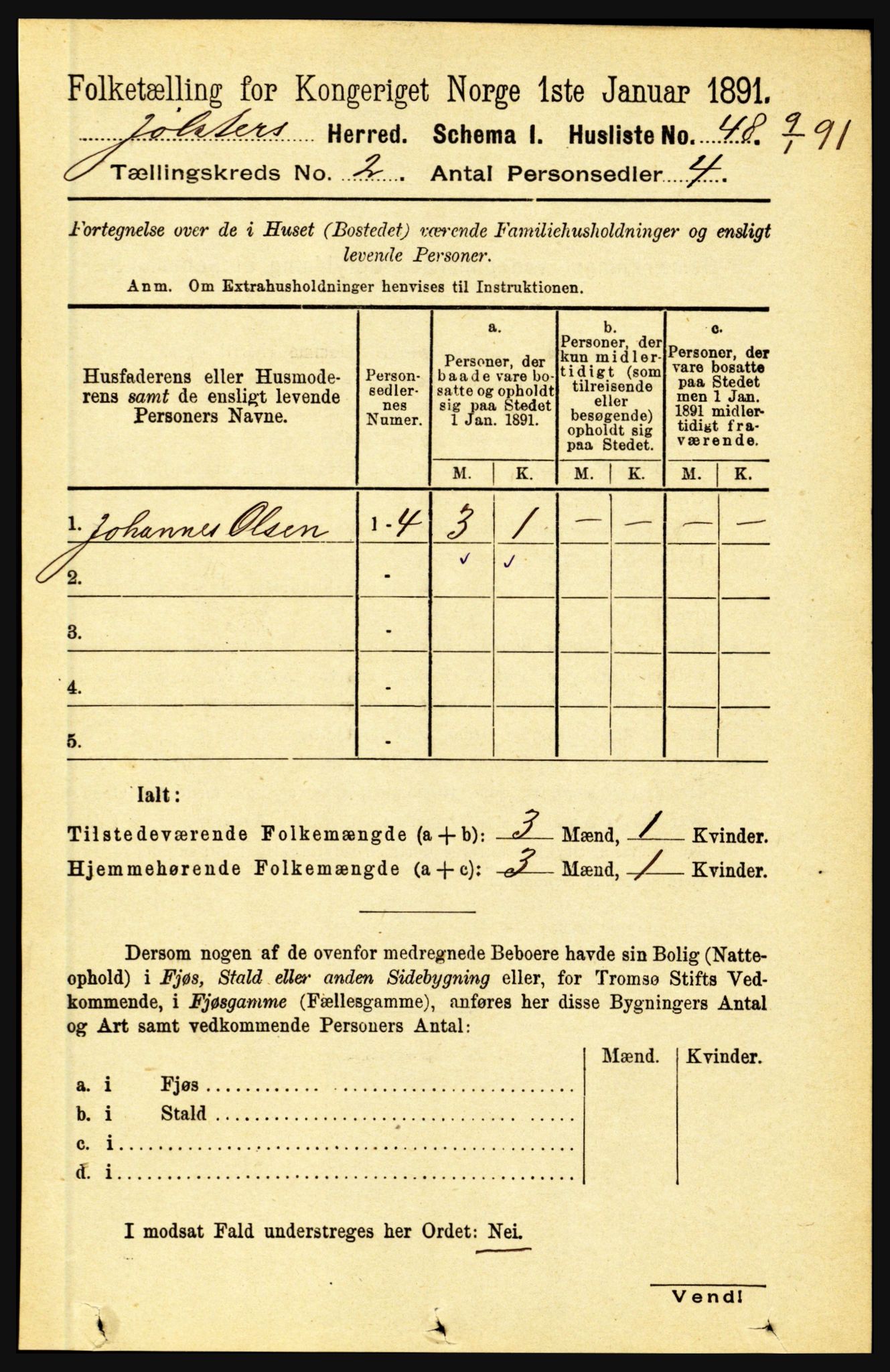 RA, 1891 census for 1431 Jølster, 1891, p. 563