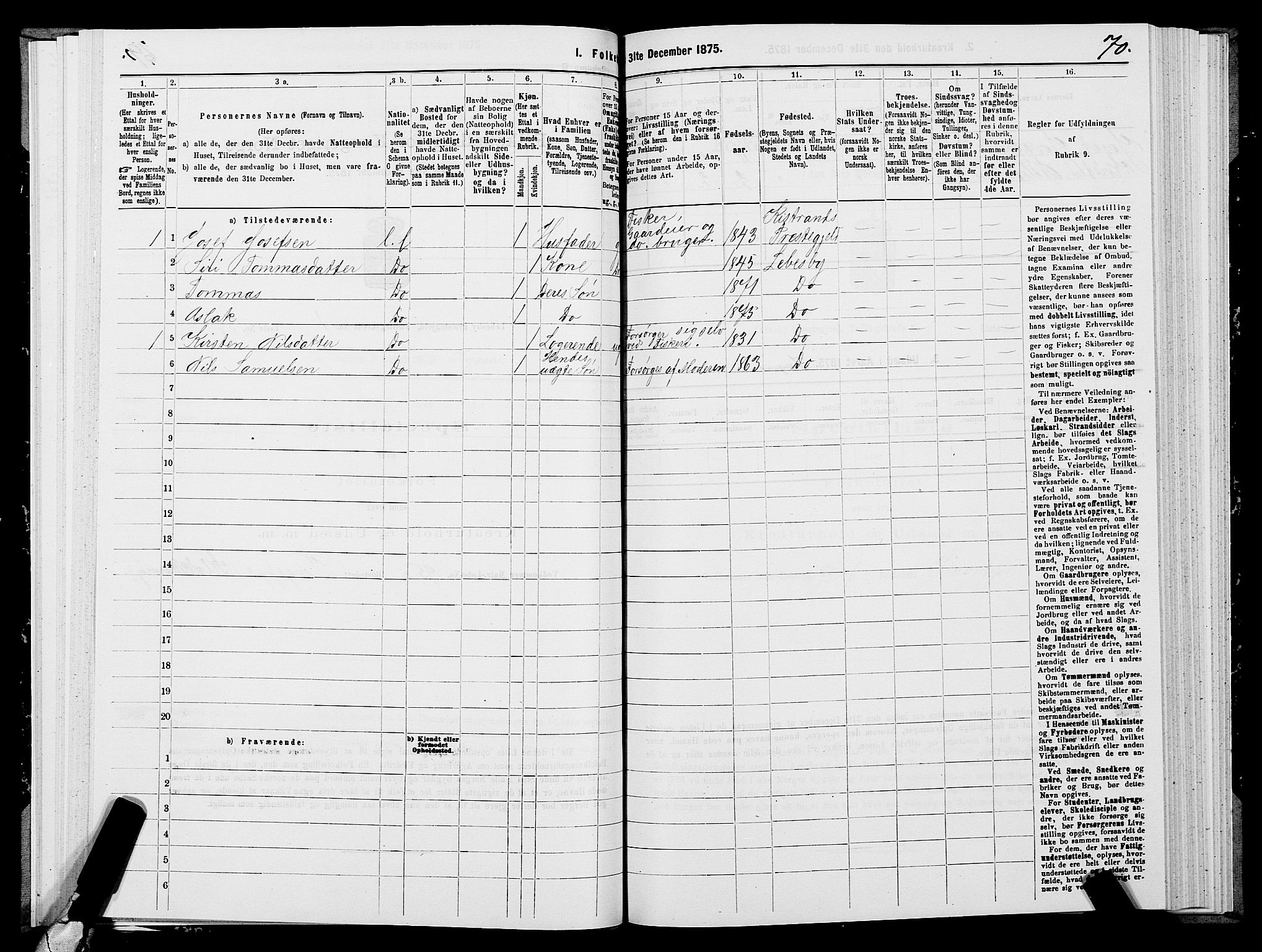 SATØ, 1875 census for 2022P Lebesby, 1875, p. 1070