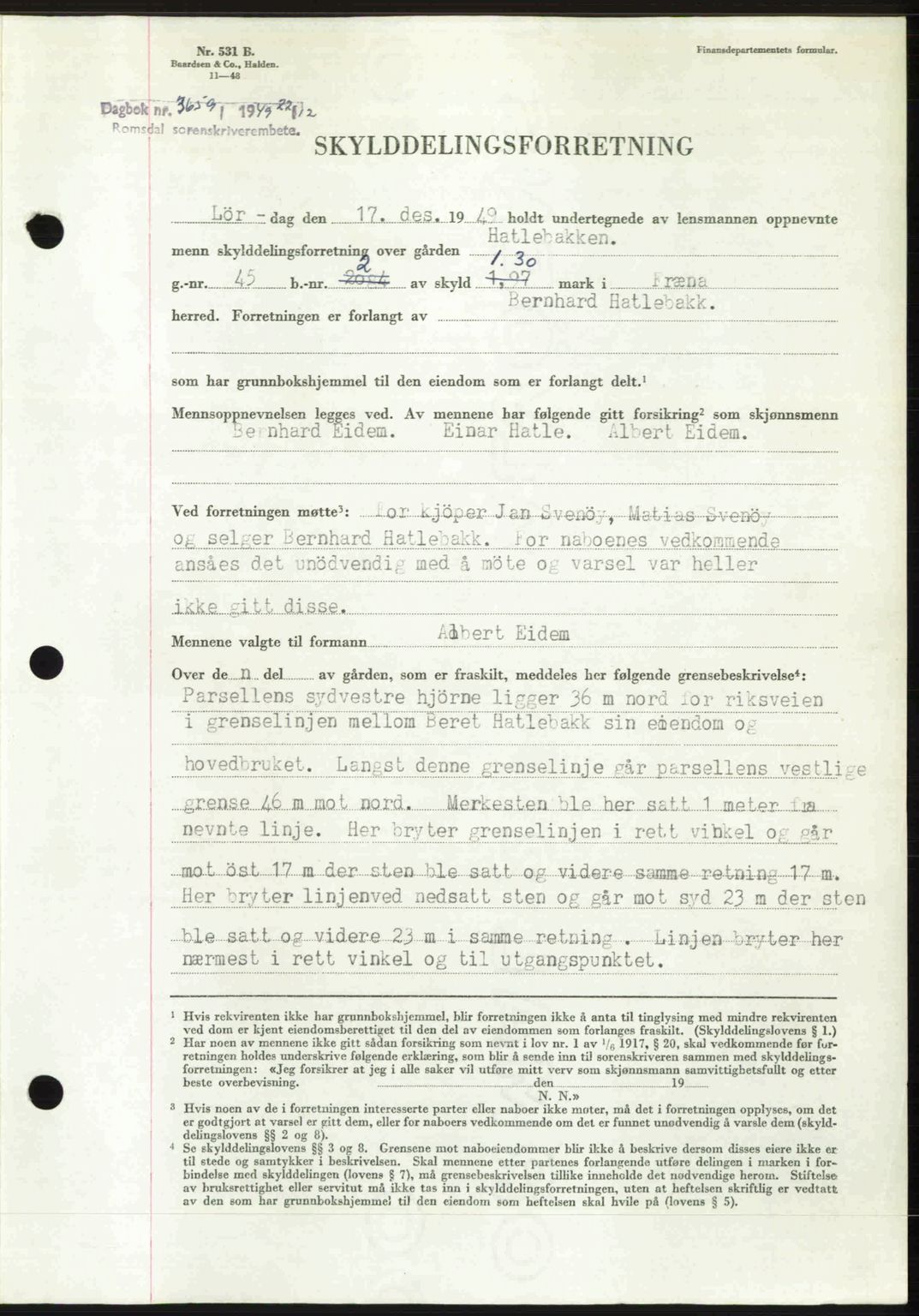 Romsdal sorenskriveri, AV/SAT-A-4149/1/2/2C: Mortgage book no. A31, 1949-1949, Diary no: : 3659/1949