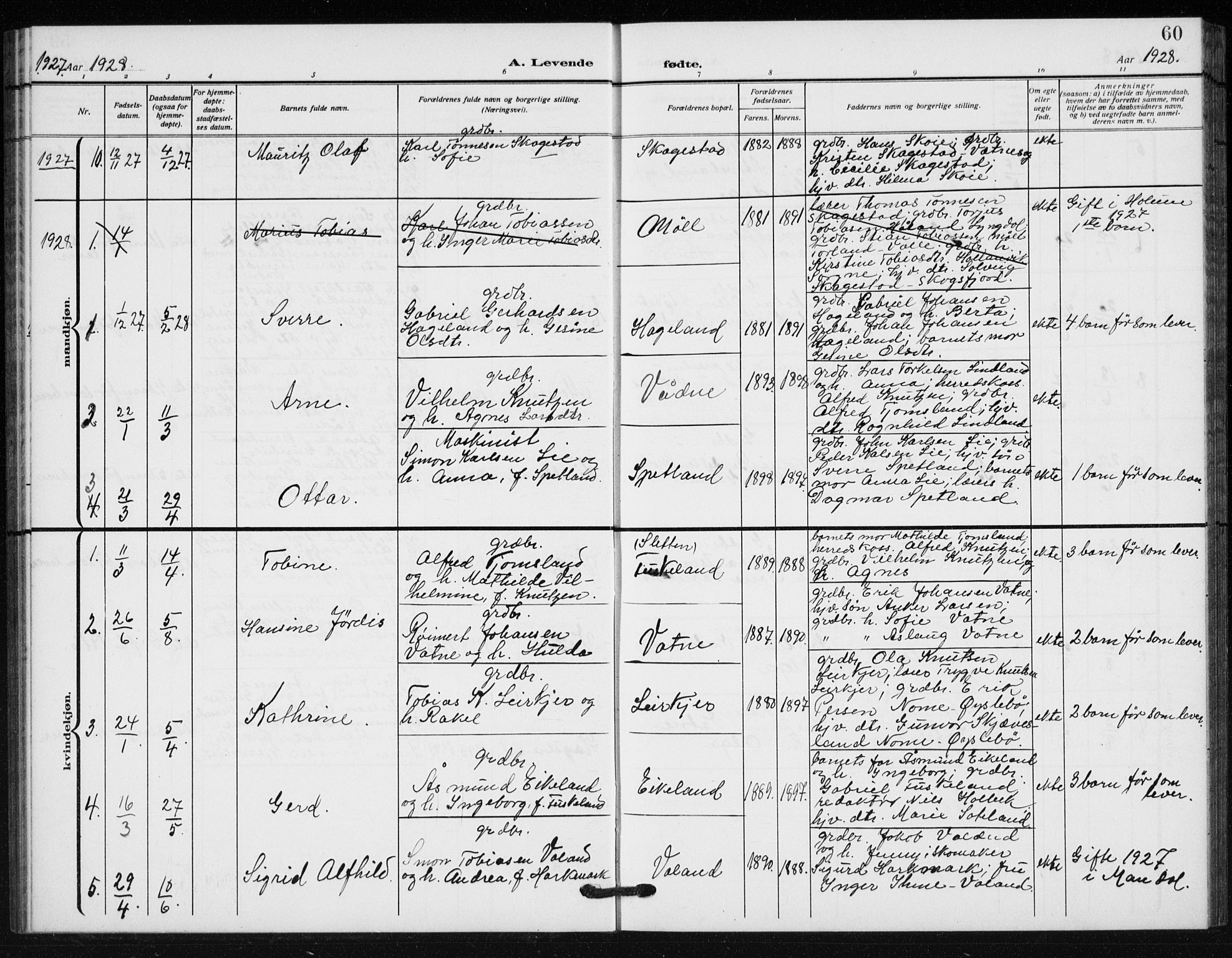 Holum sokneprestkontor, SAK/1111-0022/F/Fb/Fba/L0006: Parish register (copy) no. B 6, 1910-1936, p. 60