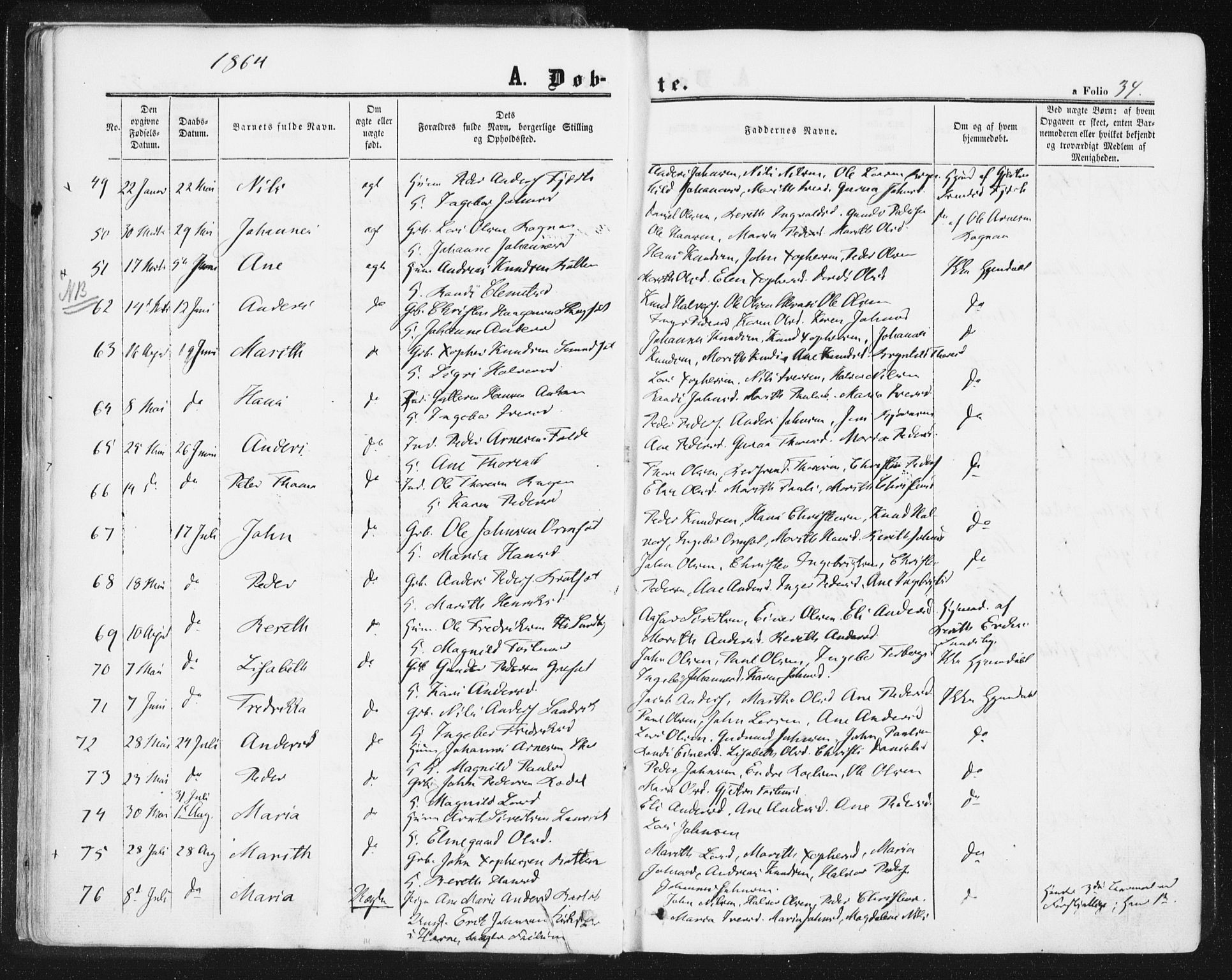 Ministerialprotokoller, klokkerbøker og fødselsregistre - Møre og Romsdal, SAT/A-1454/578/L0905: Parish register (official) no. 578A04, 1859-1877, p. 34
