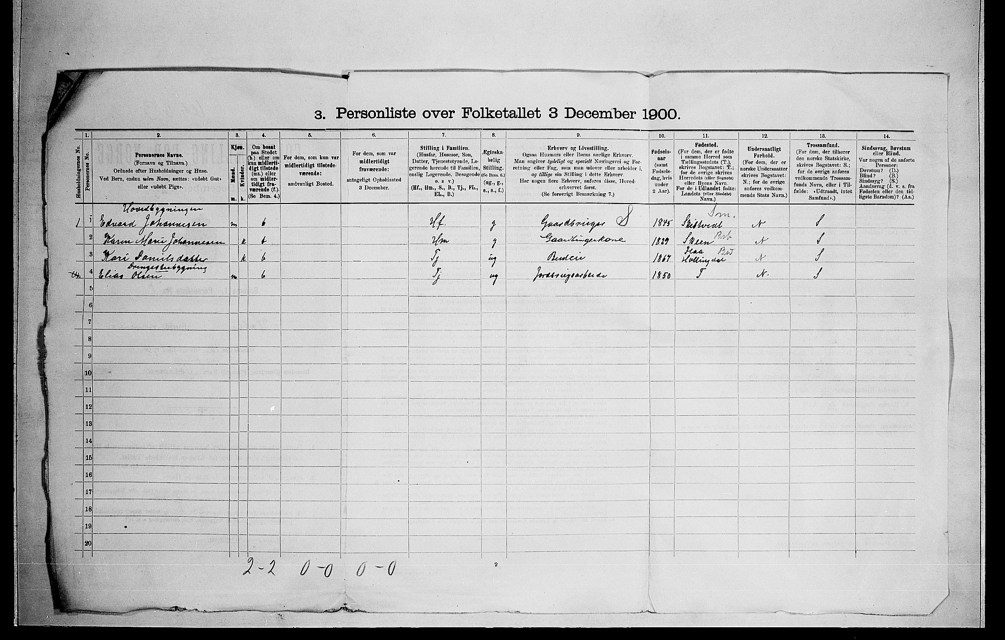 RA, 1900 census for Hole, 1900, p. 29