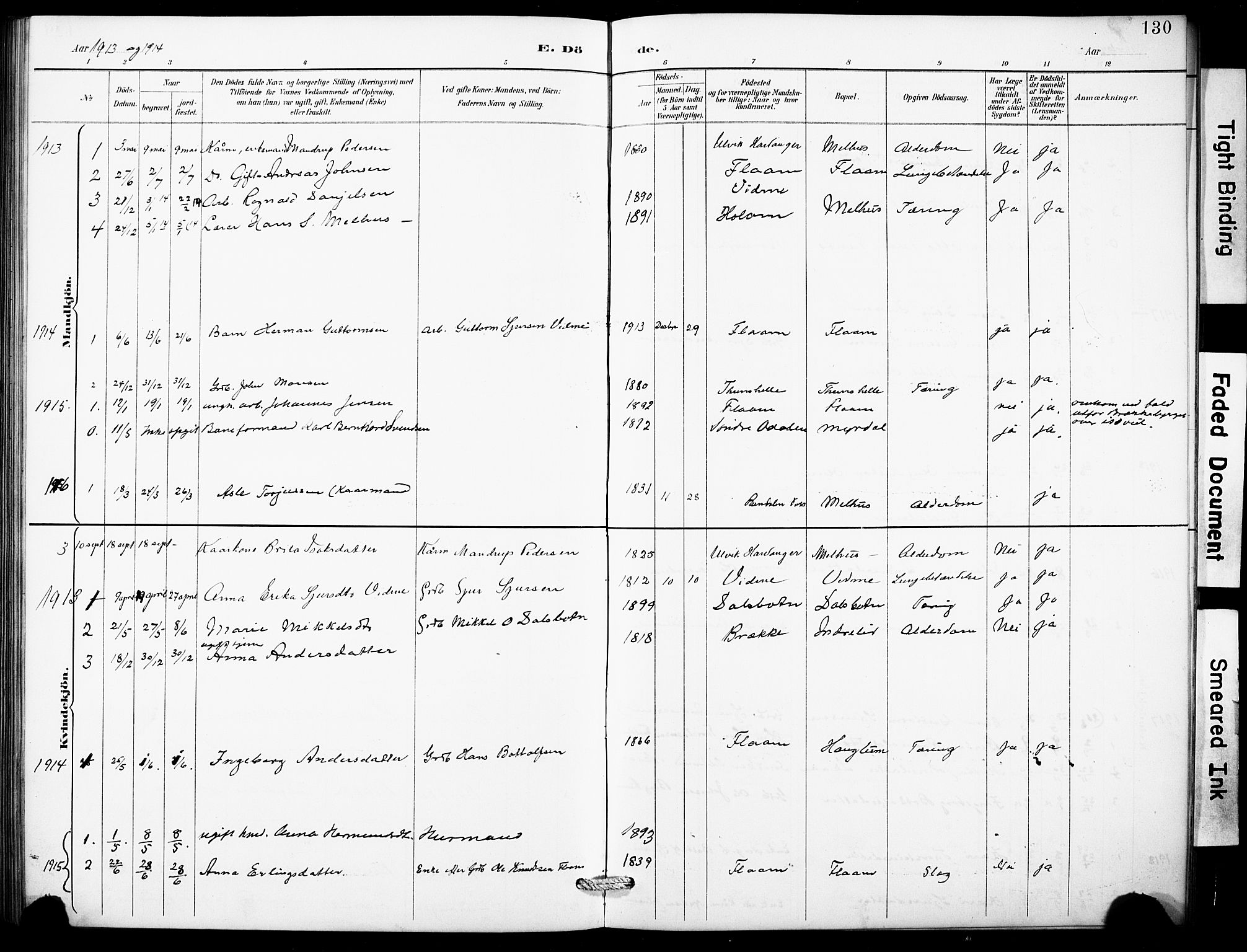 Aurland sokneprestembete, SAB/A-99937/H/Hb/Hbb/L0002: Parish register (copy) no. B 2, 1887-1929, p. 130