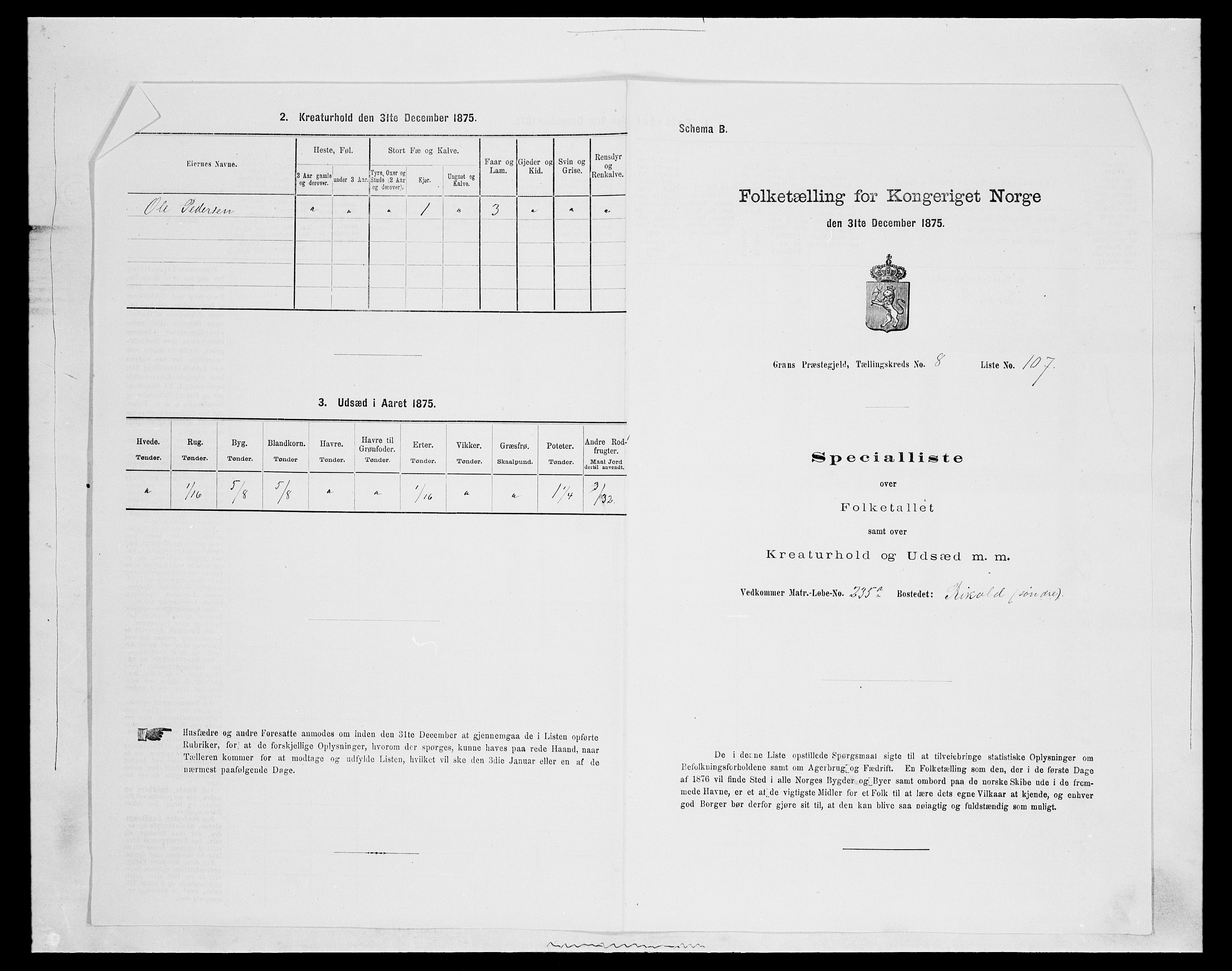 SAH, 1875 census for 0534P Gran, 1875, p. 1694