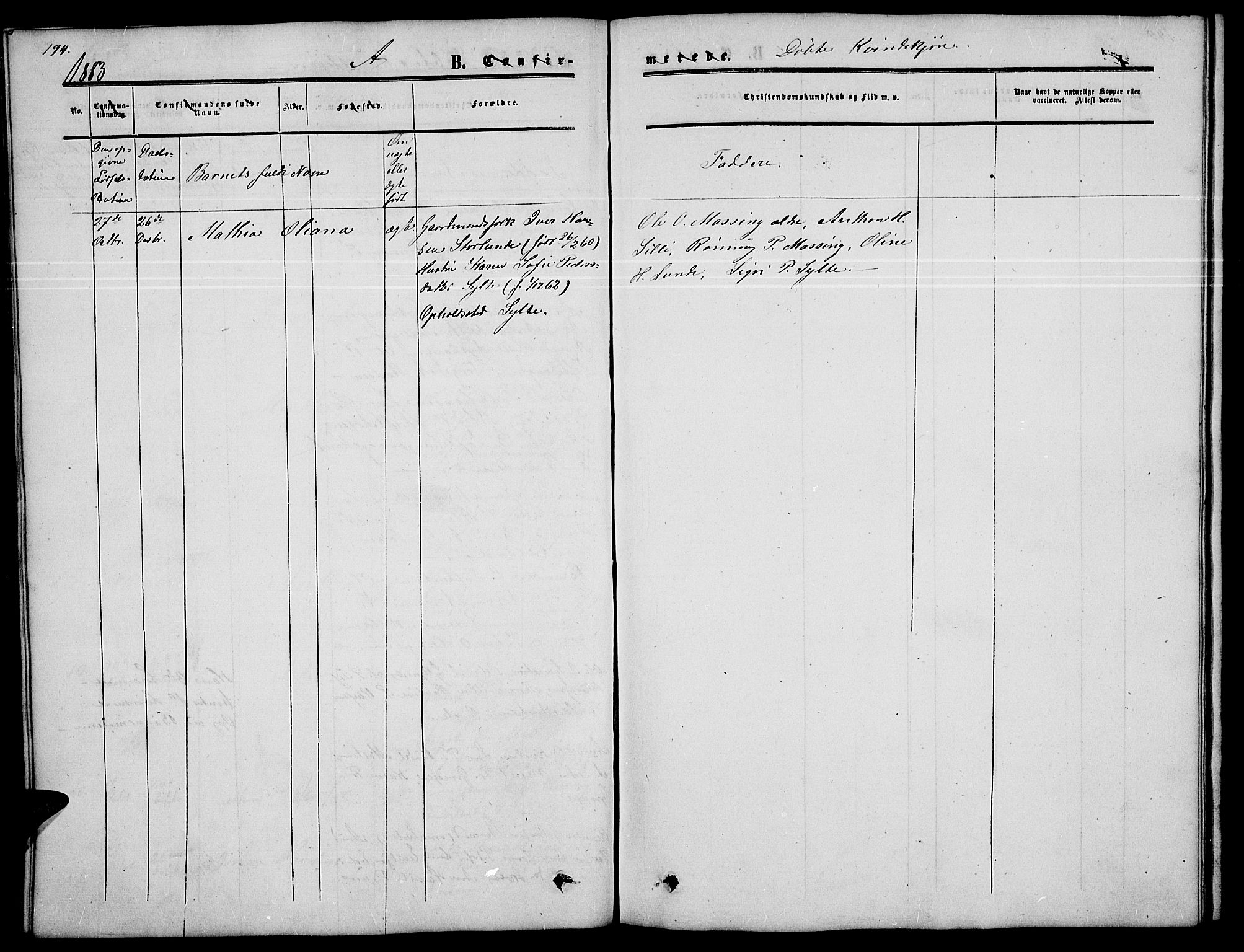 Nord-Fron prestekontor, SAH/PREST-080/H/Ha/Hab/L0002: Parish register (copy) no. 2, 1851-1883, p. 194