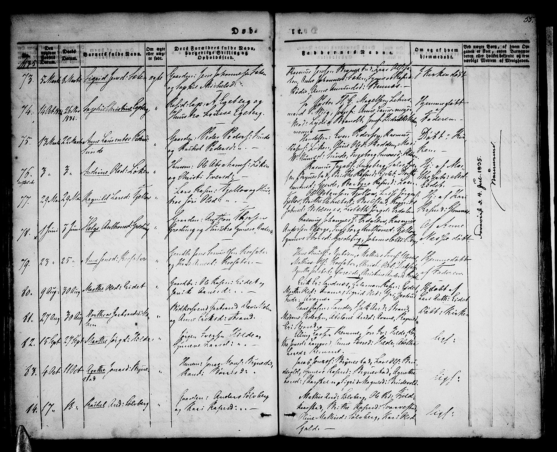 Stryn Sokneprestembete, AV/SAB-A-82501: Parish register (official) no. A 1, 1832-1845, p. 55