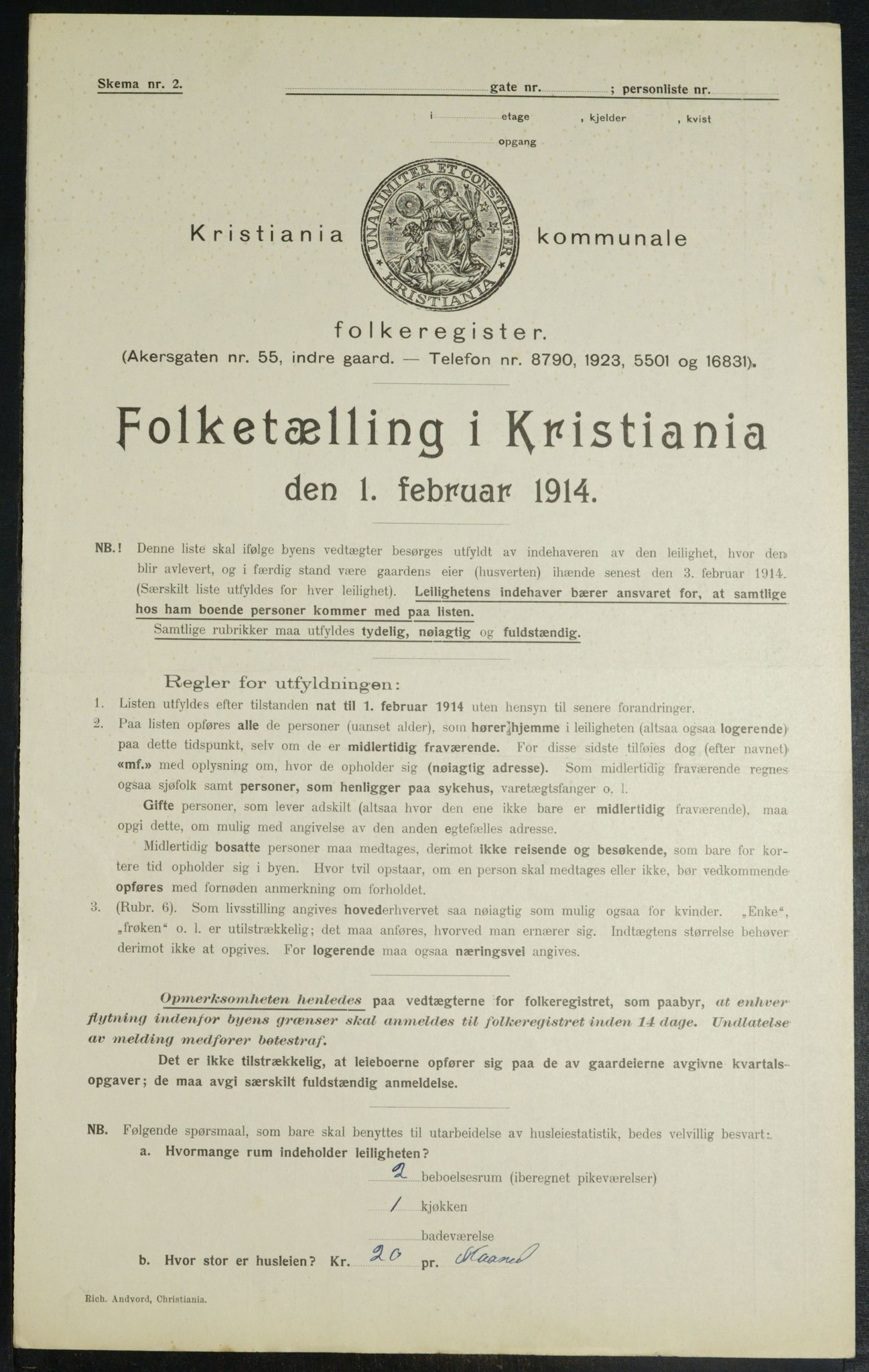 OBA, Municipal Census 1914 for Kristiania, 1914, p. 3691