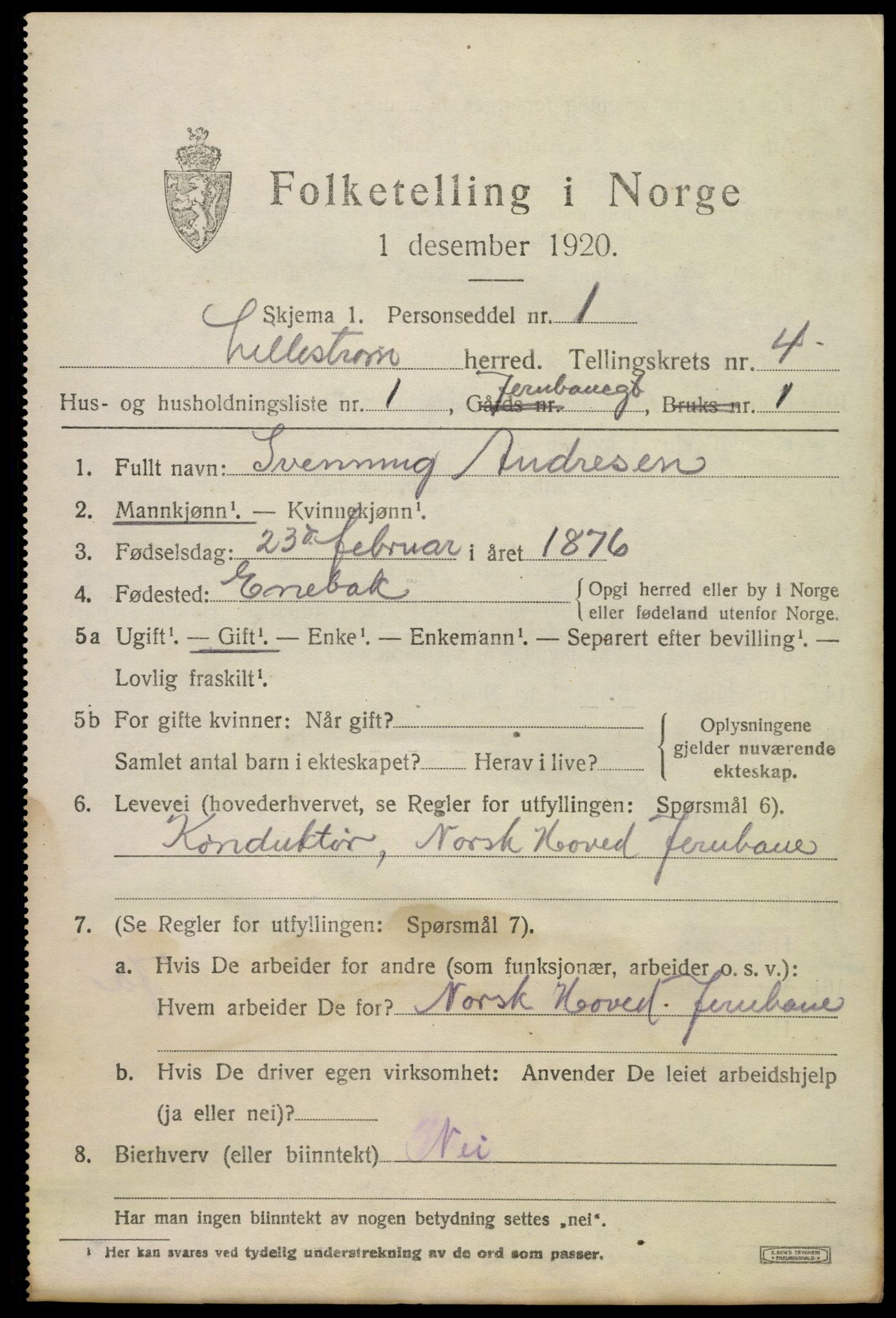 SAO, 1920 census for Lillestrøm, 1920, p. 11136