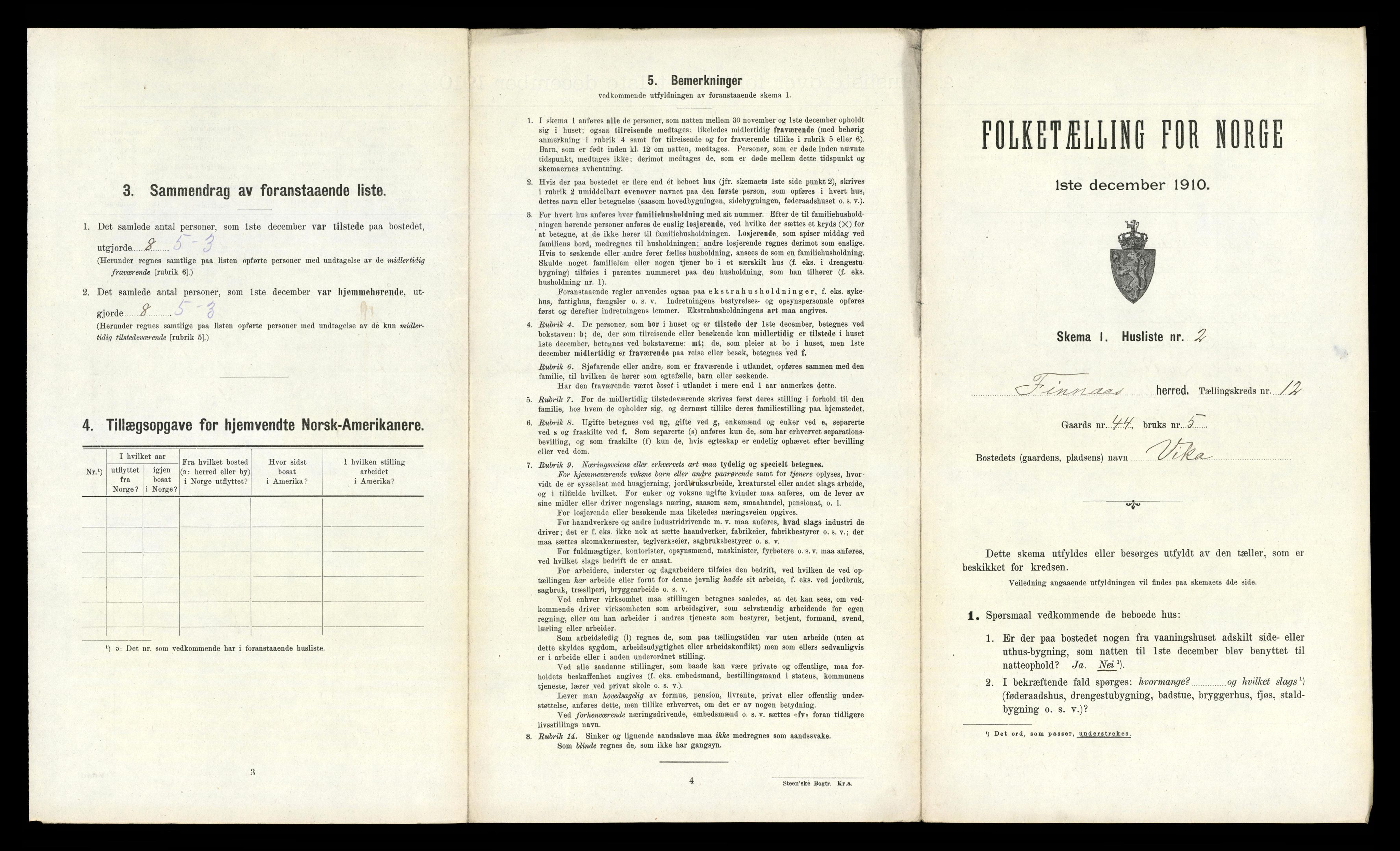 RA, 1910 census for Finnås, 1910, p. 1458