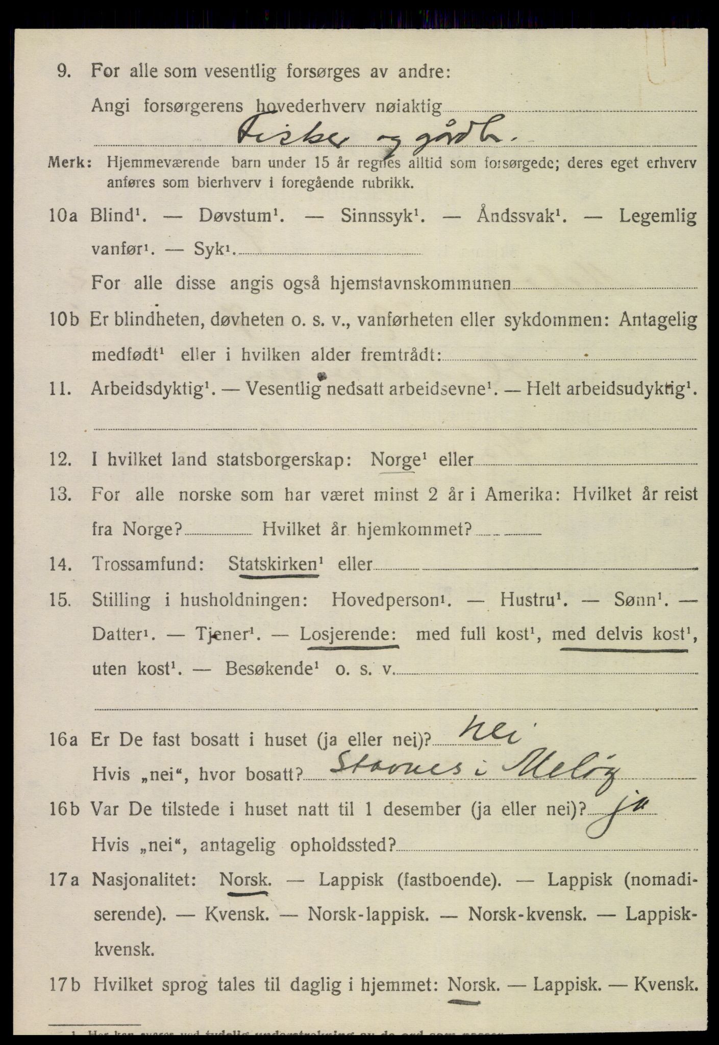 SAT, 1920 census for Meløy, 1920, p. 2532