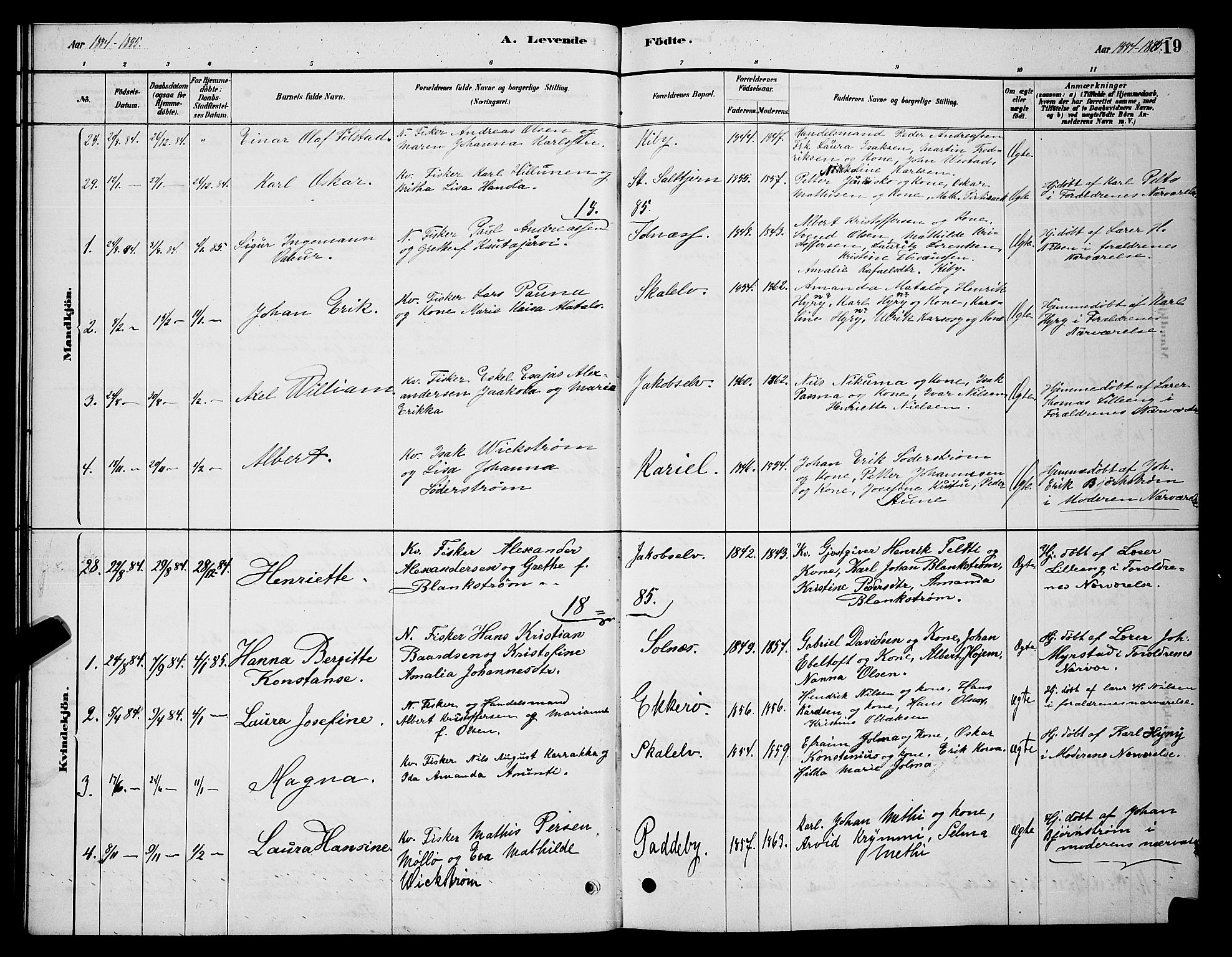 Vadsø sokneprestkontor, SATØ/S-1325/H/Hb/L0003klokker: Parish register (copy) no. 3, 1881-1901, p. 19
