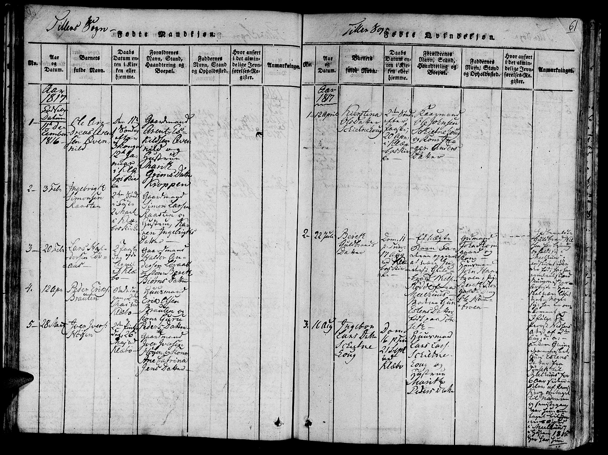Ministerialprotokoller, klokkerbøker og fødselsregistre - Sør-Trøndelag, SAT/A-1456/618/L0440: Parish register (official) no. 618A04 /2, 1816-1843, p. 61