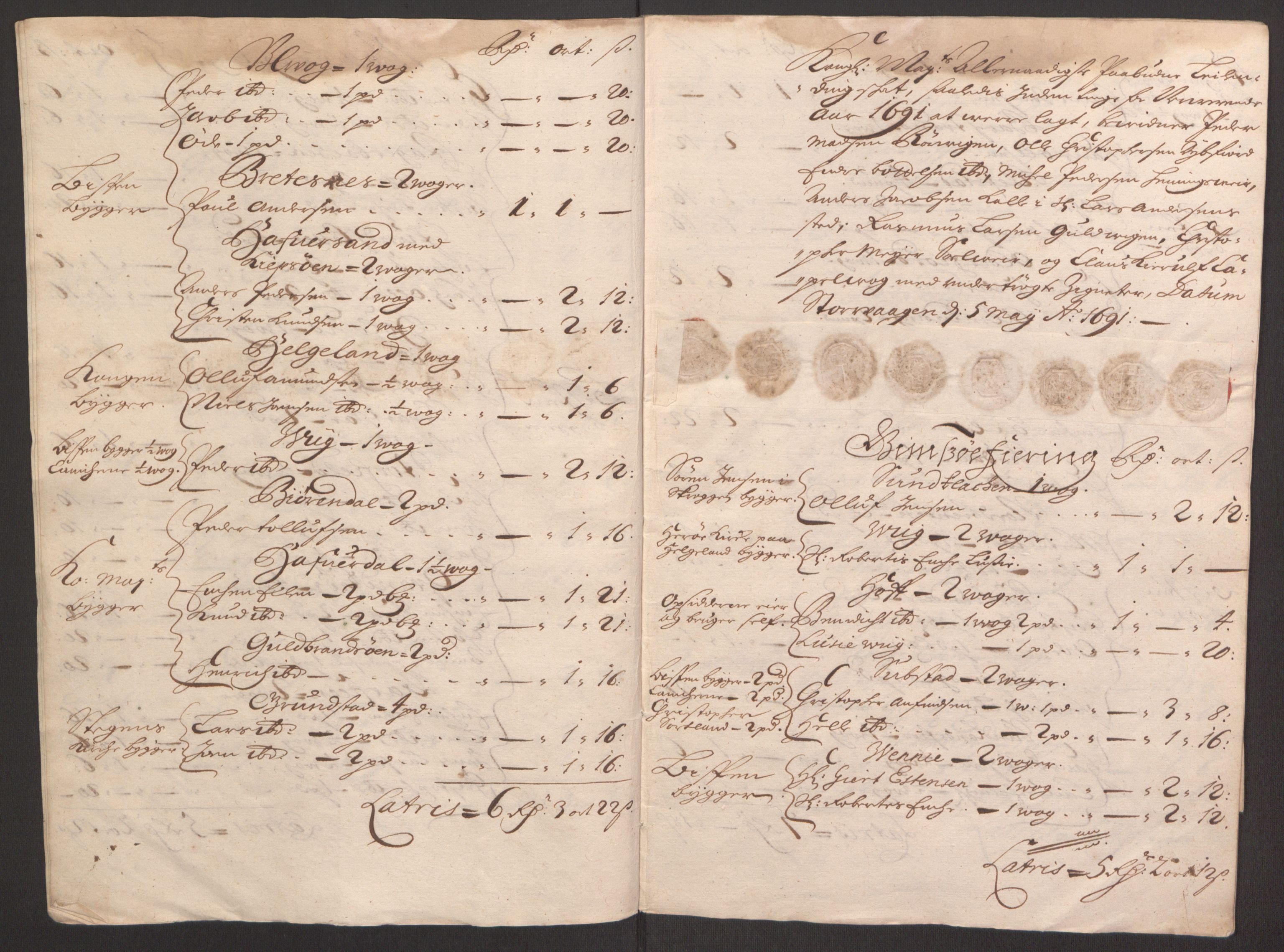 Rentekammeret inntil 1814, Reviderte regnskaper, Fogderegnskap, AV/RA-EA-4092/R67/L4675: Fogderegnskap Vesterålen, Andenes og Lofoten, 1691-1693, p. 11