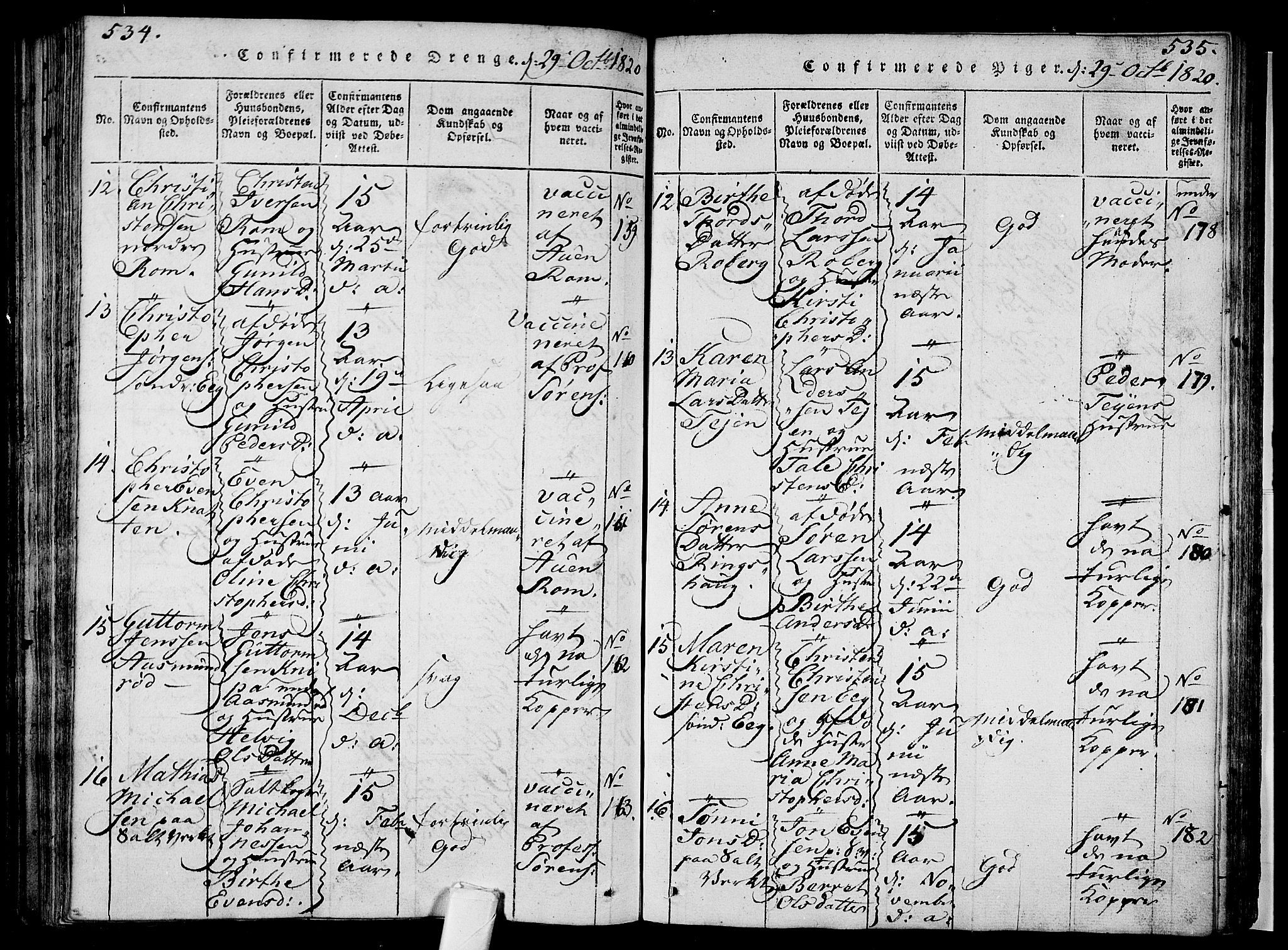 Sem kirkebøker, AV/SAKO-A-5/F/Fa/L0004: Parish register (official) no. I 4, 1814-1825, p. 534-535