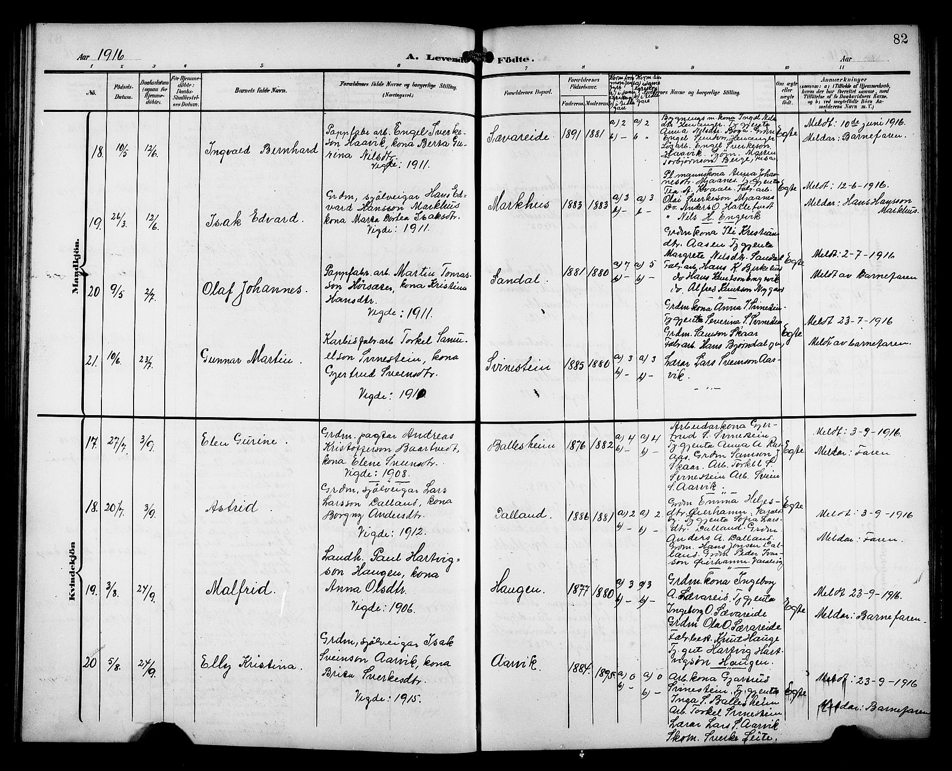 Fusa sokneprestembete, AV/SAB-A-75401/H/Hab: Parish register (copy) no. C 3, 1903-1920, p. 82