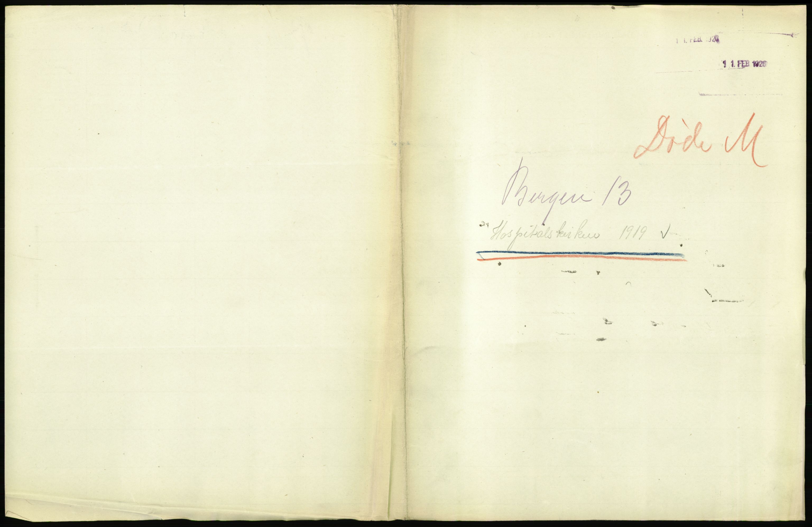 Statistisk sentralbyrå, Sosiodemografiske emner, Befolkning, RA/S-2228/D/Df/Dfb/Dfbi/L0035: Bergen: Gifte, døde, dødfødte., 1919, p. 409