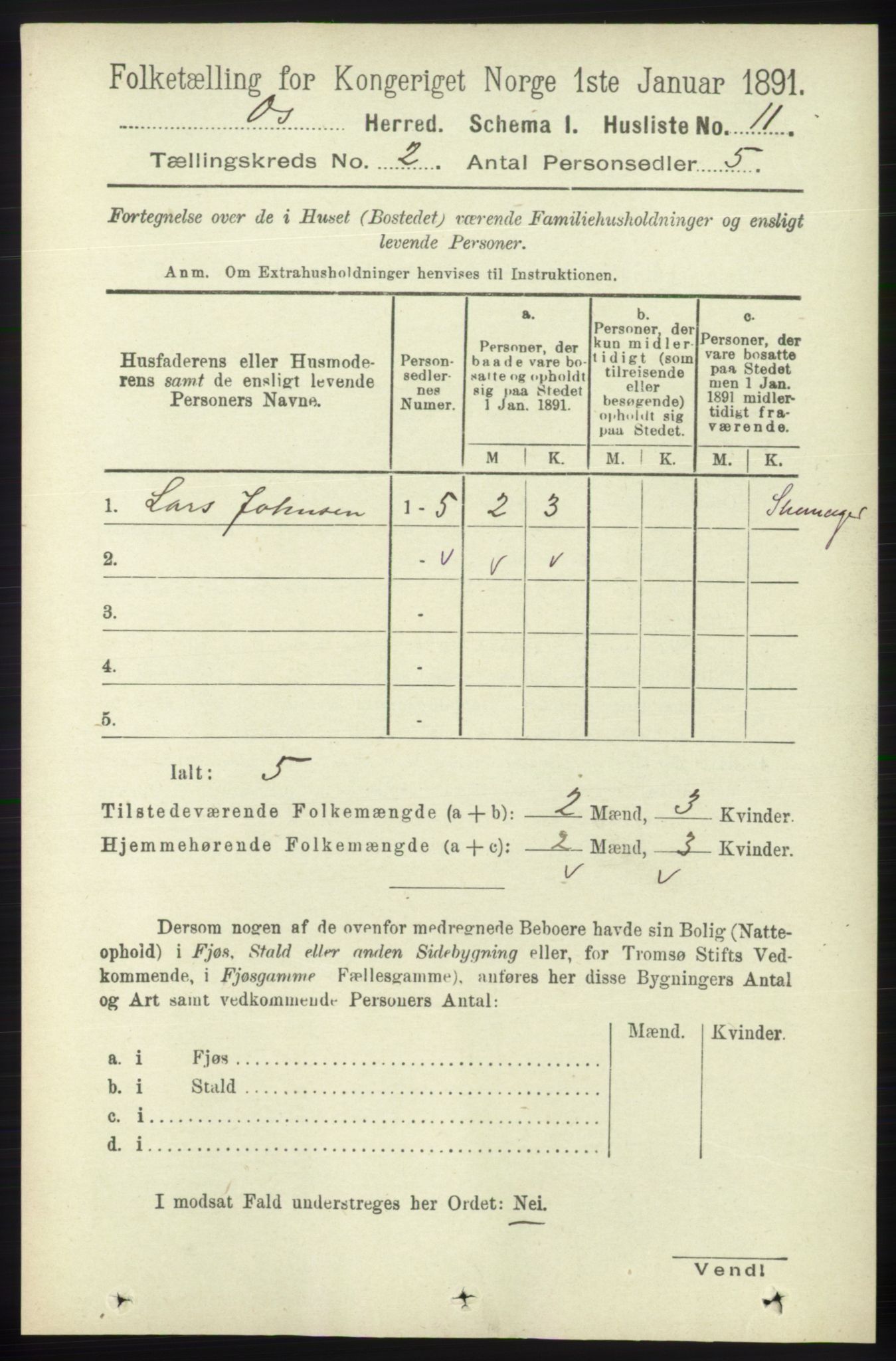 RA, 1891 census for 1243 Os, 1891, p. 365