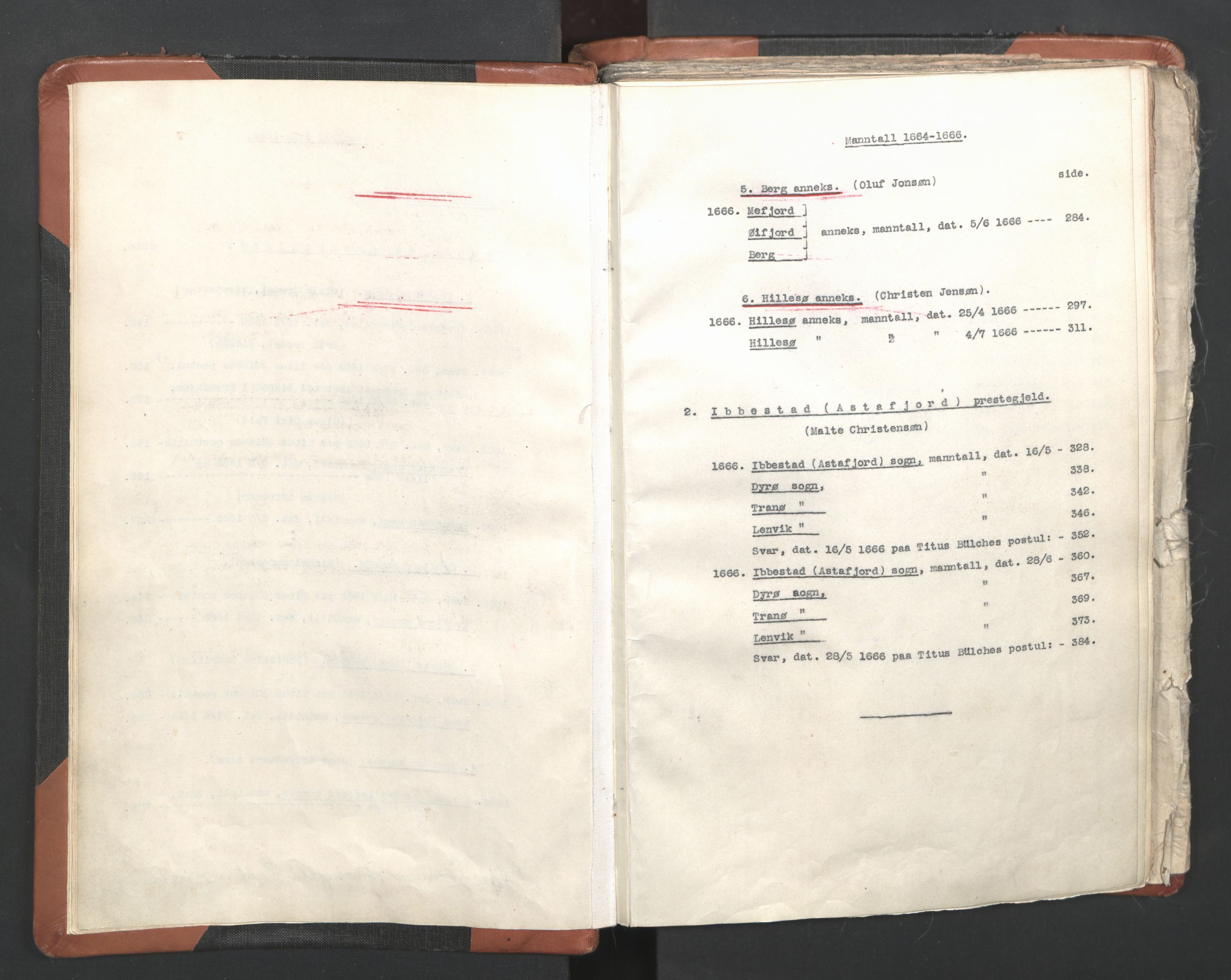 RA, Vicar's Census 1664-1666, no. 36: Lofoten and Vesterålen deanery, Senja deanery and Troms deanery, 1664-1666