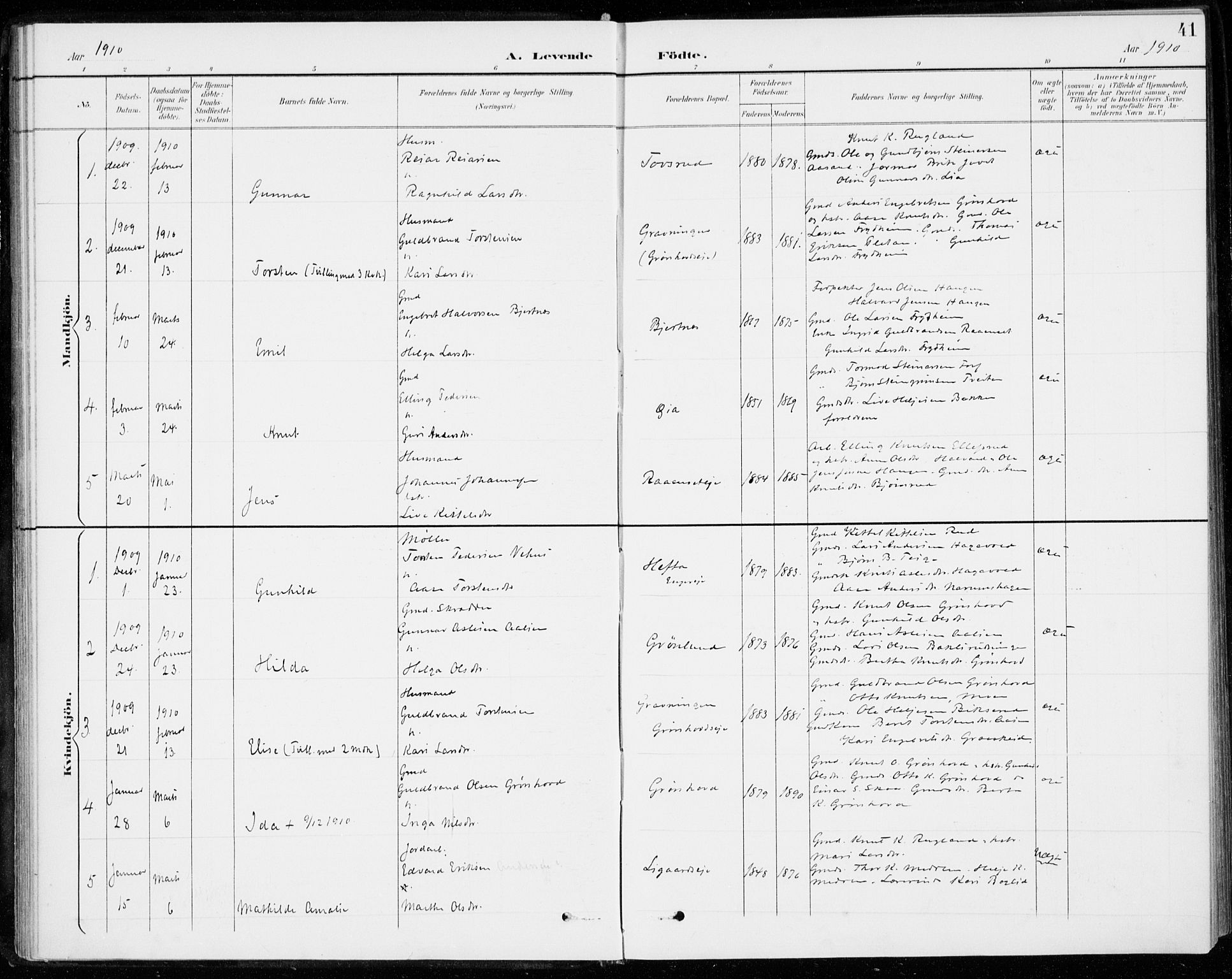 Sigdal kirkebøker, SAKO/A-245/F/Fc/L0002: Parish register (official) no. III 2, 1894-1911, p. 41