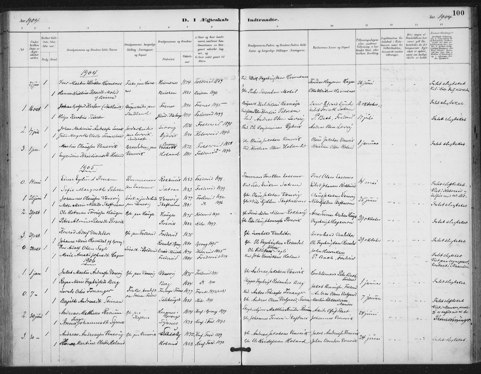 Ministerialprotokoller, klokkerbøker og fødselsregistre - Nord-Trøndelag, SAT/A-1458/783/L0660: Parish register (official) no. 783A02, 1886-1918, p. 100