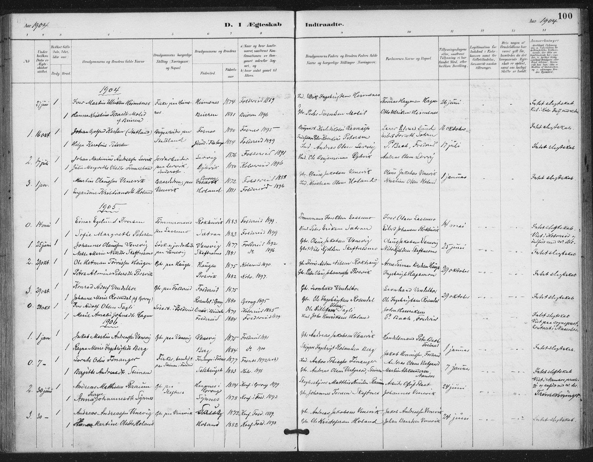 Ministerialprotokoller, klokkerbøker og fødselsregistre - Nord-Trøndelag, AV/SAT-A-1458/783/L0660: Parish register (official) no. 783A02, 1886-1918, p. 100