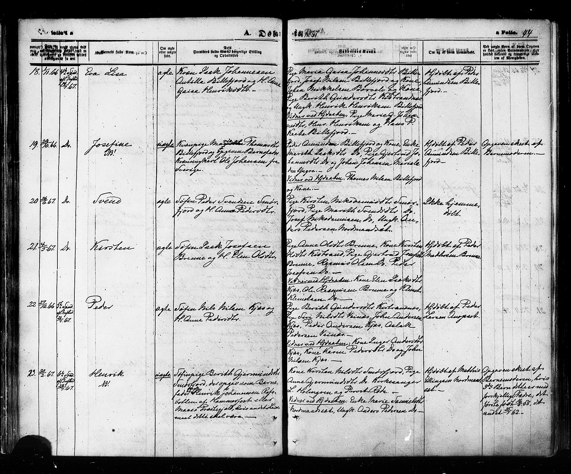 Kistrand/Porsanger sokneprestembete, AV/SATØ-S-1351/H/Ha/L0005.kirke: Parish register (official) no. 5, 1860-1874, p. 44