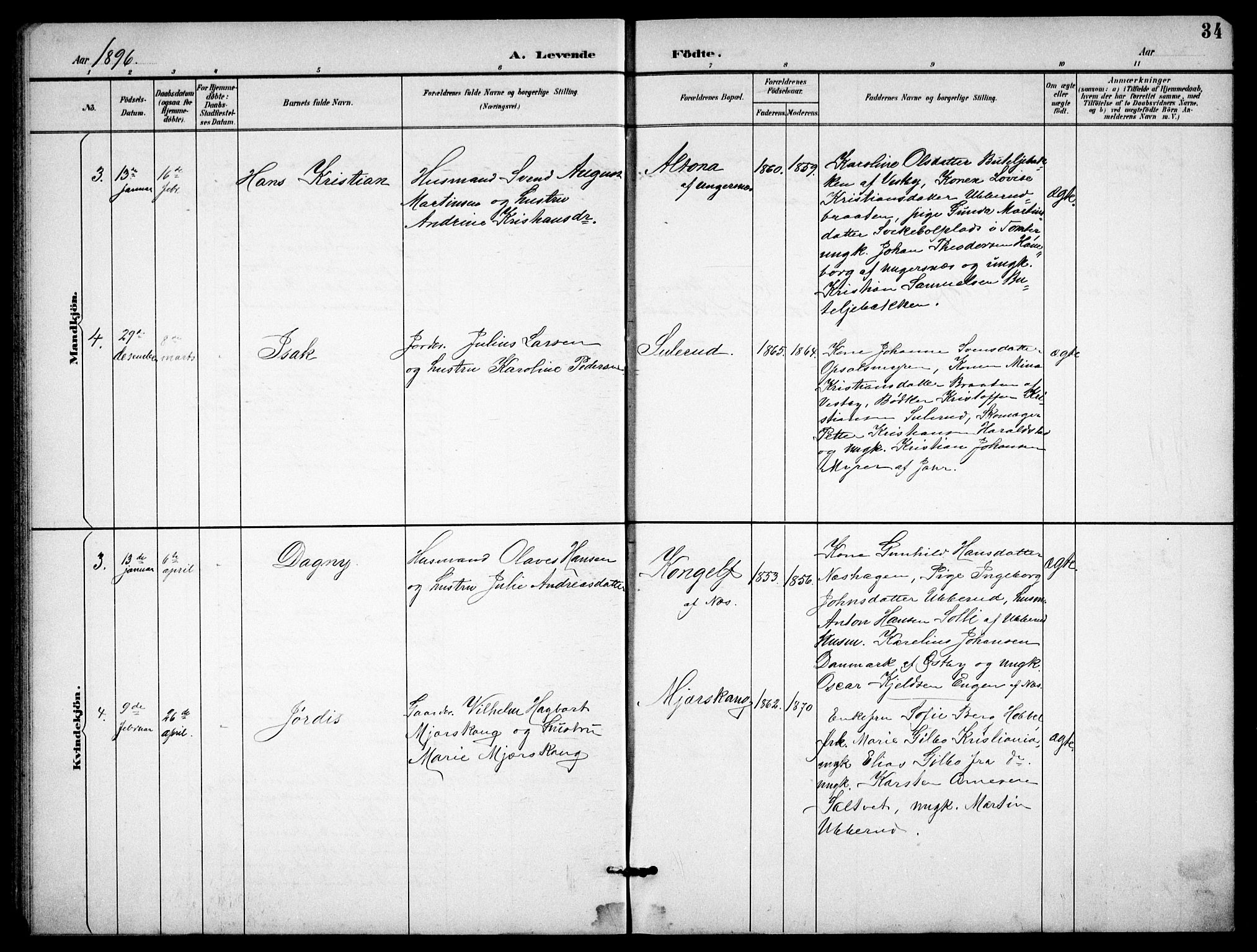 Enebakk prestekontor Kirkebøker, SAO/A-10171c/G/Gb/L0002: Parish register (copy) no. II 2, 1891-1903, p. 34