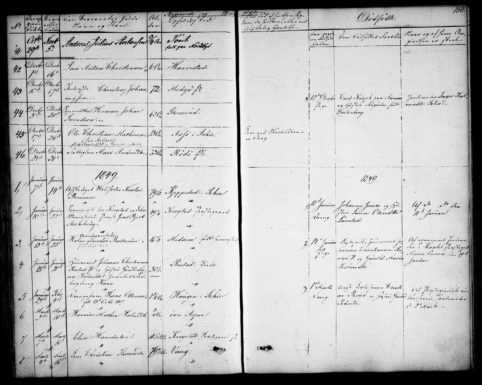 Kråkstad prestekontor Kirkebøker, SAO/A-10125a/F/Fa/L0006: Parish register (official) no. I 6, 1848-1857, p. 150