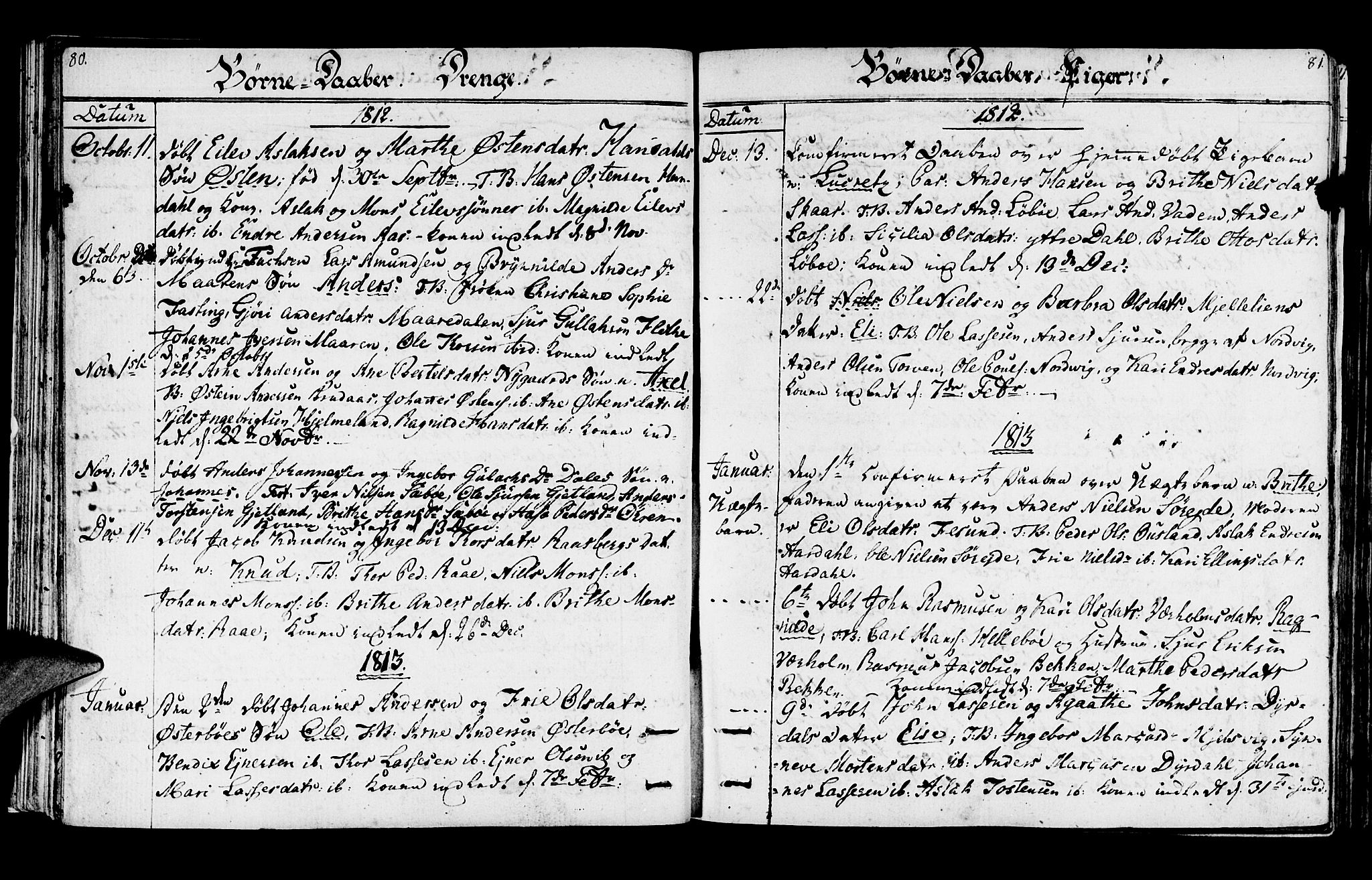 Lavik sokneprestembete, SAB/A-80901: Parish register (official) no. A 1, 1809-1822, p. 80-81