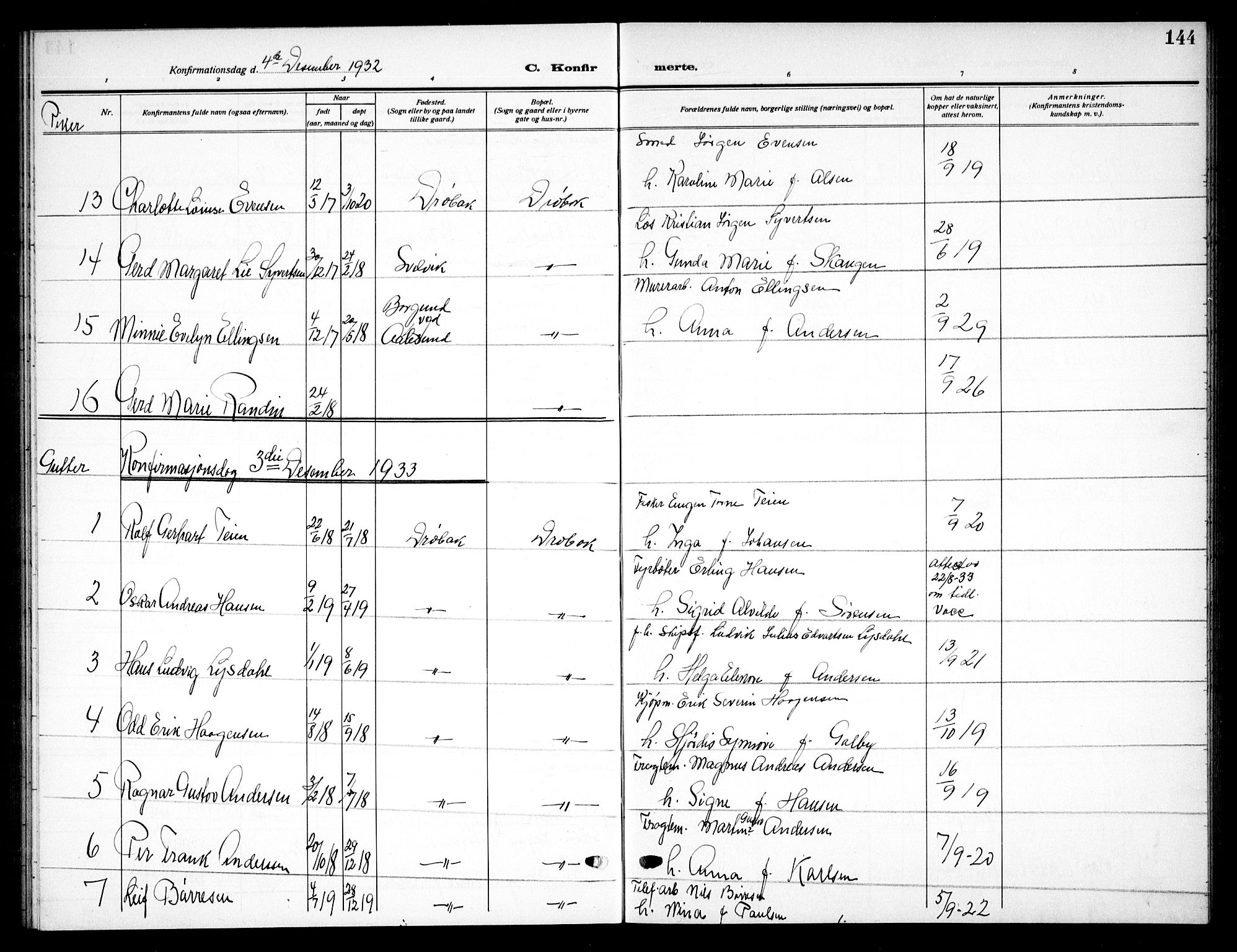 Drøbak prestekontor Kirkebøker, SAO/A-10142a/G/Ga/L0002: Parish register (copy) no. I 2, 1917-1932, p. 144