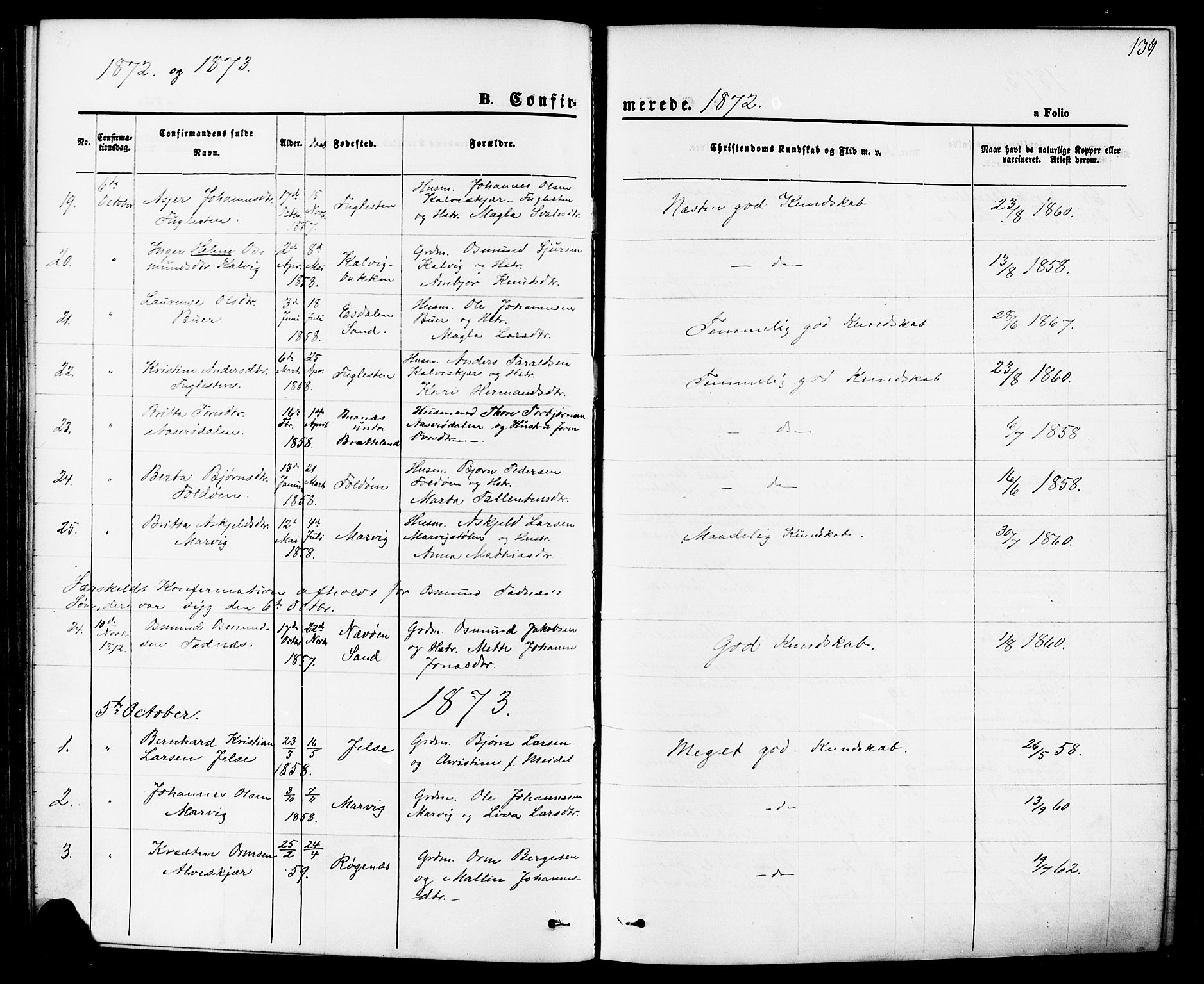 Jelsa sokneprestkontor, SAST/A-101842/01/IV: Parish register (official) no. A 8, 1867-1883, p. 139