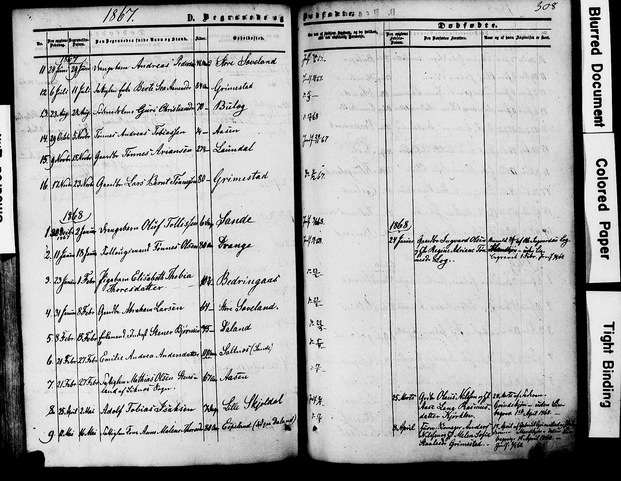 Herad sokneprestkontor, AV/SAK-1111-0018/F/Fa/Faa/L0005: Parish register (official) no. A 5, 1853-1886, p. 308