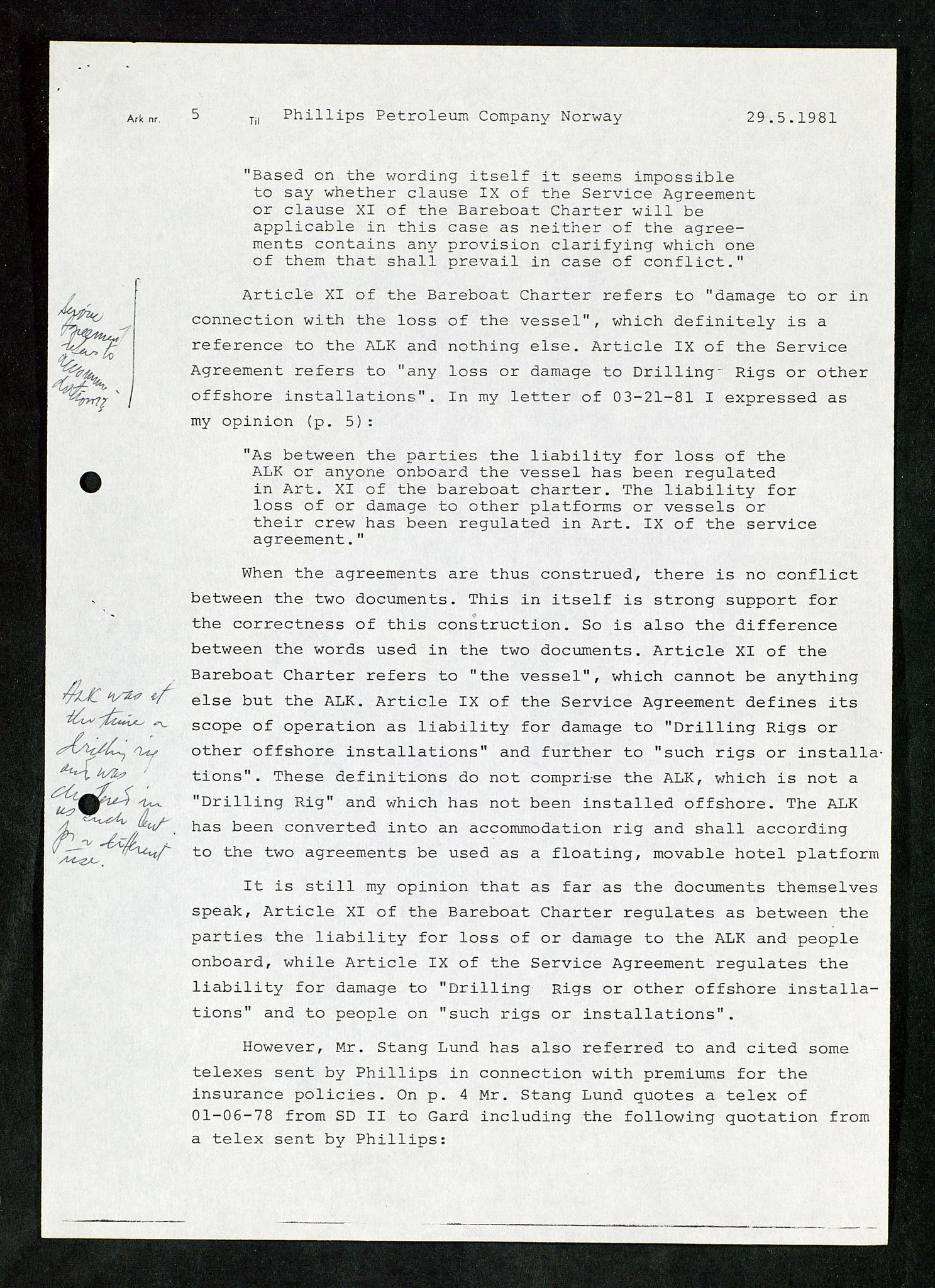 Pa 1503 - Stavanger Drilling AS, SAST/A-101906/Da/L0017: Alexander L. Kielland - Saks- og korrespondansearkiv, 1981-1984, p. 215