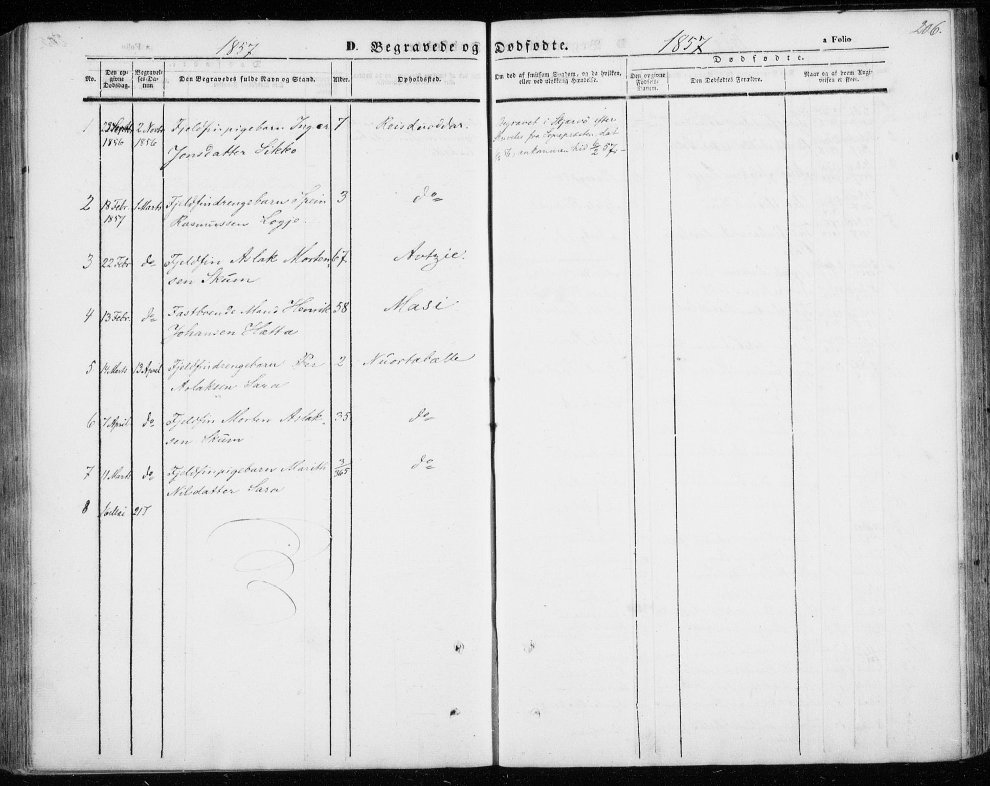 Kautokeino sokneprestembete, AV/SATØ-S-1340/H/Ha/L0002.kirke: Parish register (official) no. 2, 1843-1861, p. 206