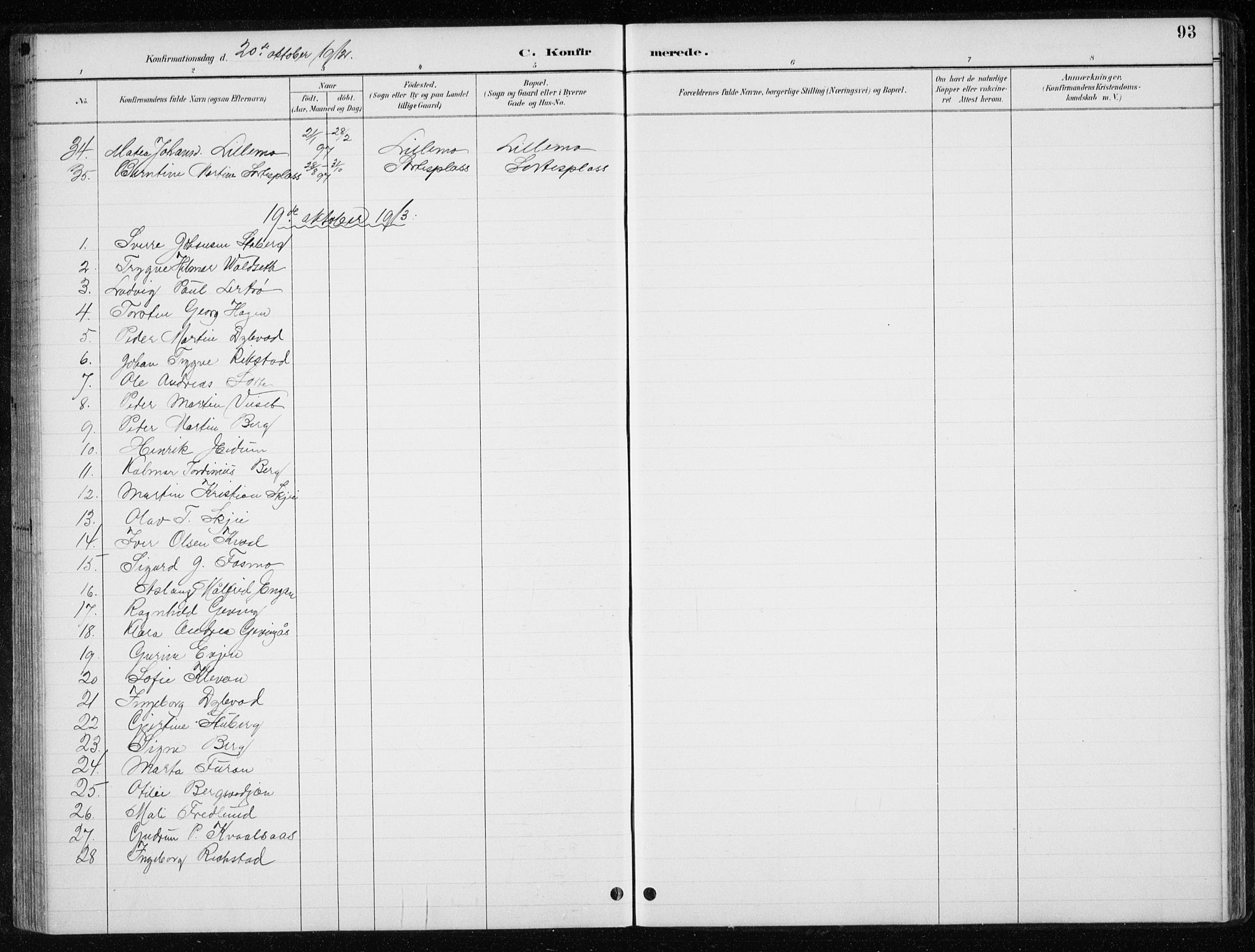 Ministerialprotokoller, klokkerbøker og fødselsregistre - Nord-Trøndelag, SAT/A-1458/710/L0096: Parish register (copy) no. 710C01, 1892-1925, p. 93
