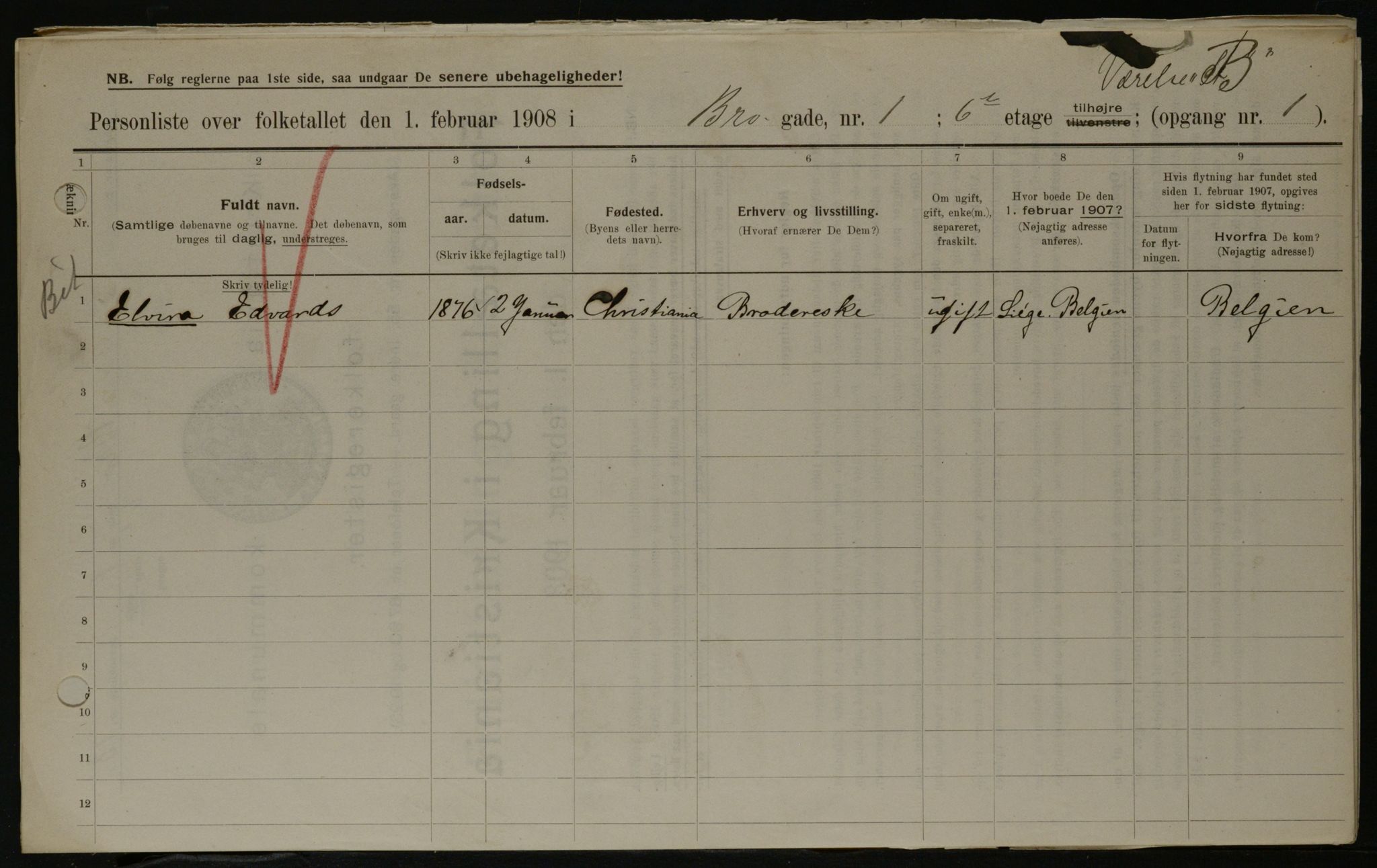 OBA, Municipal Census 1908 for Kristiania, 1908, p. 9217