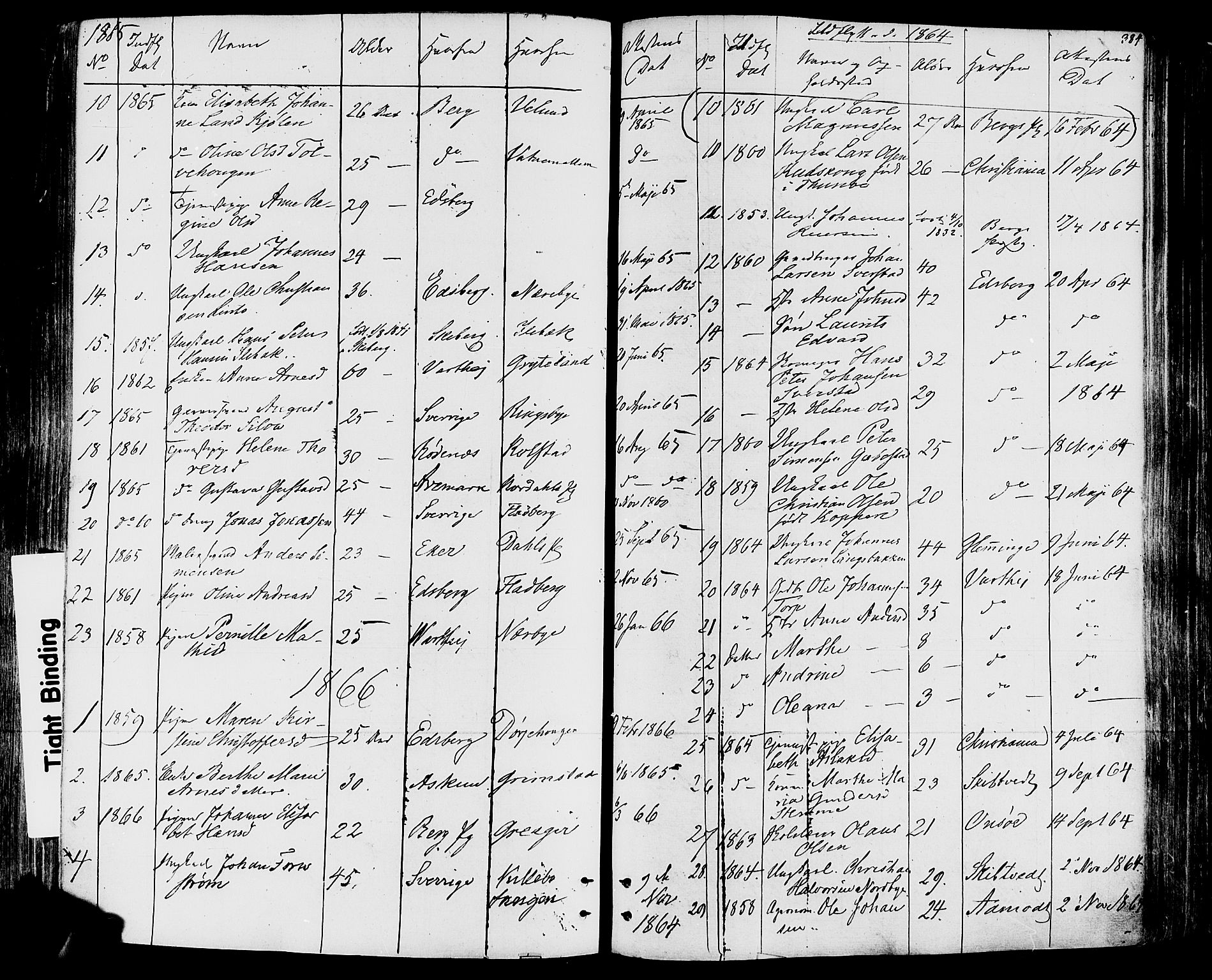 Rakkestad prestekontor Kirkebøker, SAO/A-2008/F/Fa/L0011: Parish register (official) no. I 11, 1862-1877, p. 384