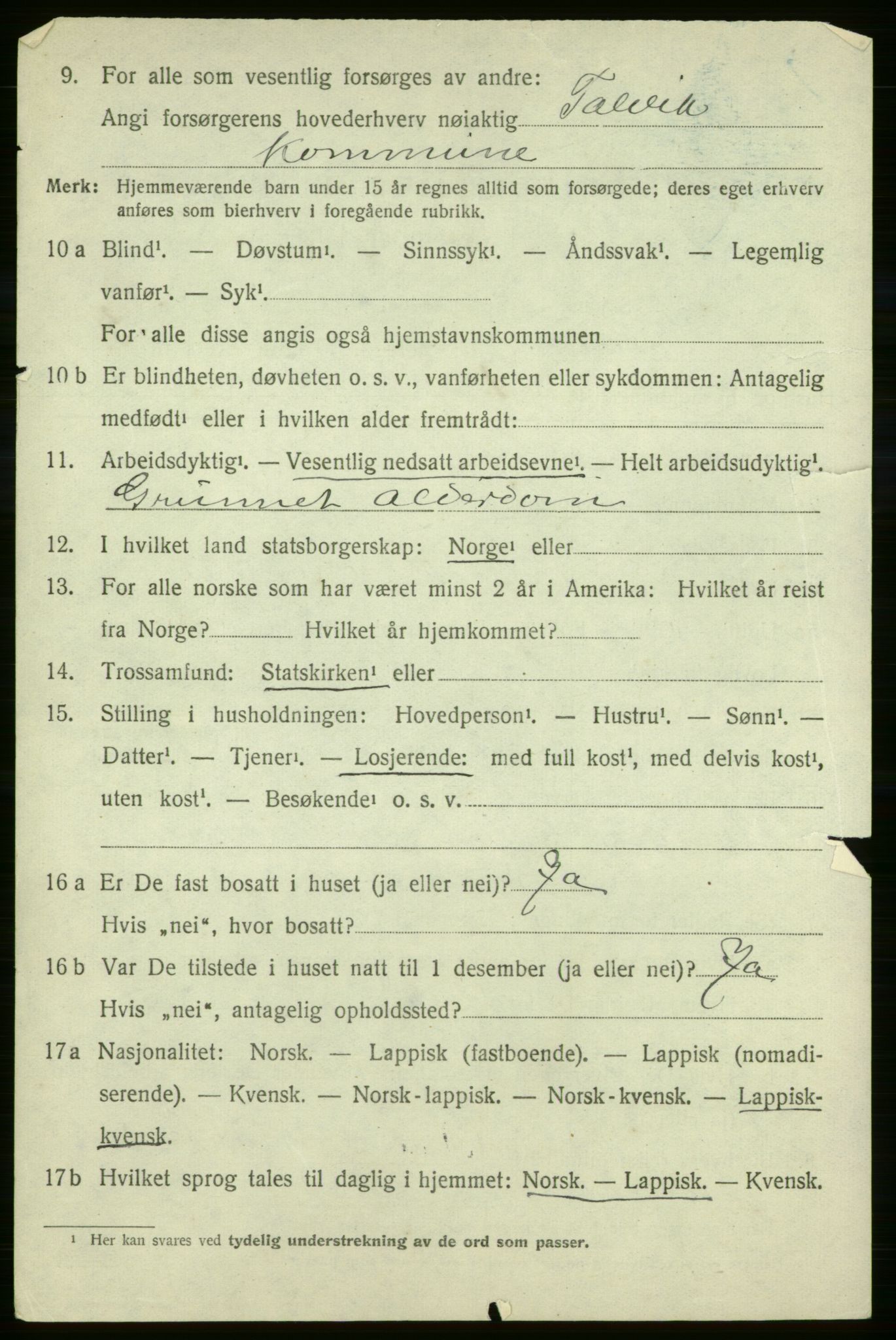 SATØ, 1920 census for Talvik, 1920, p. 2191