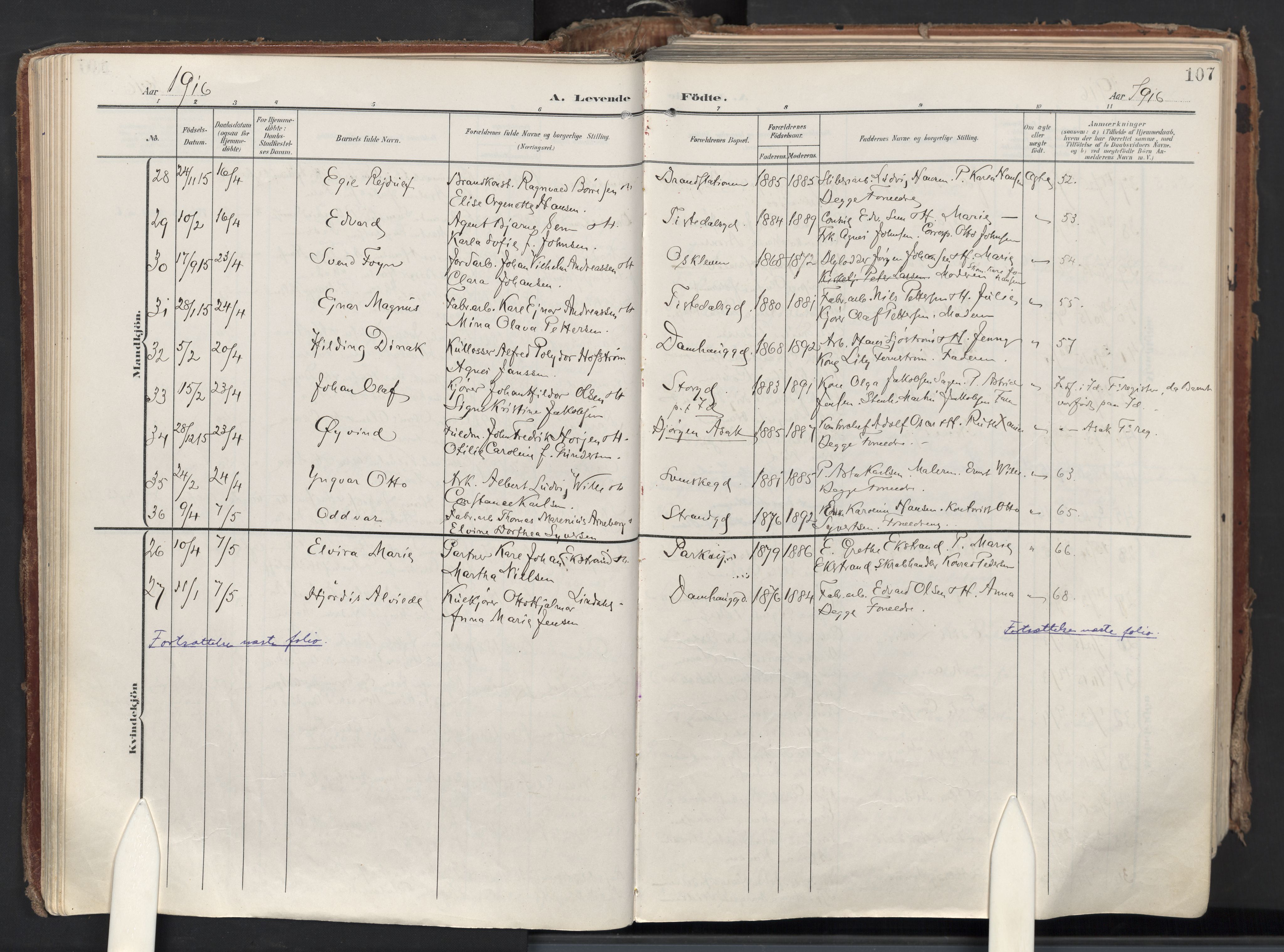 Halden prestekontor Kirkebøker, AV/SAO-A-10909/F/Fa/L0015: Parish register (official) no. I 15, 1907-1925, p. 107