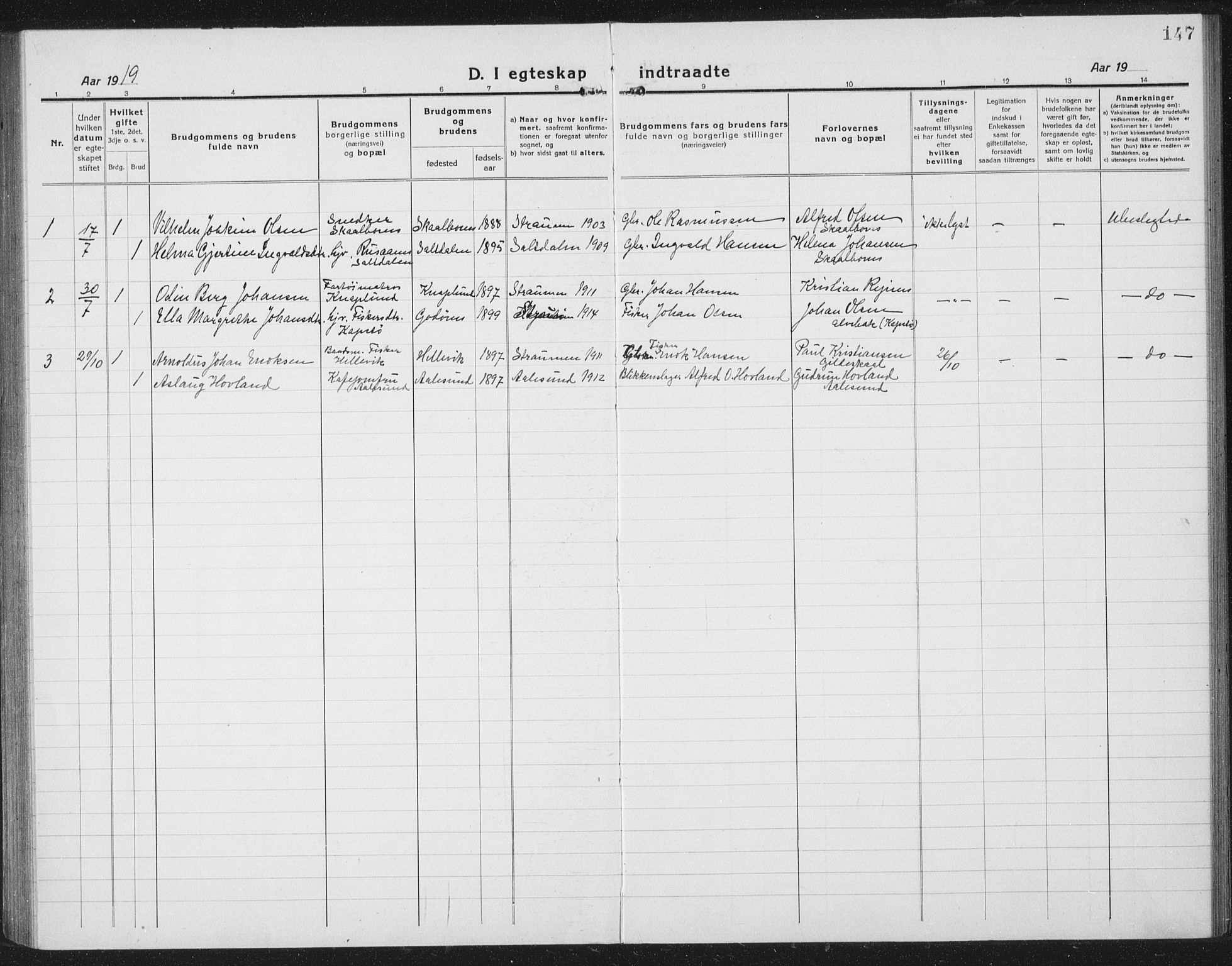 Ministerialprotokoller, klokkerbøker og fødselsregistre - Nordland, AV/SAT-A-1459/804/L0089: Parish register (copy) no. 804C02, 1918-1935, p. 147