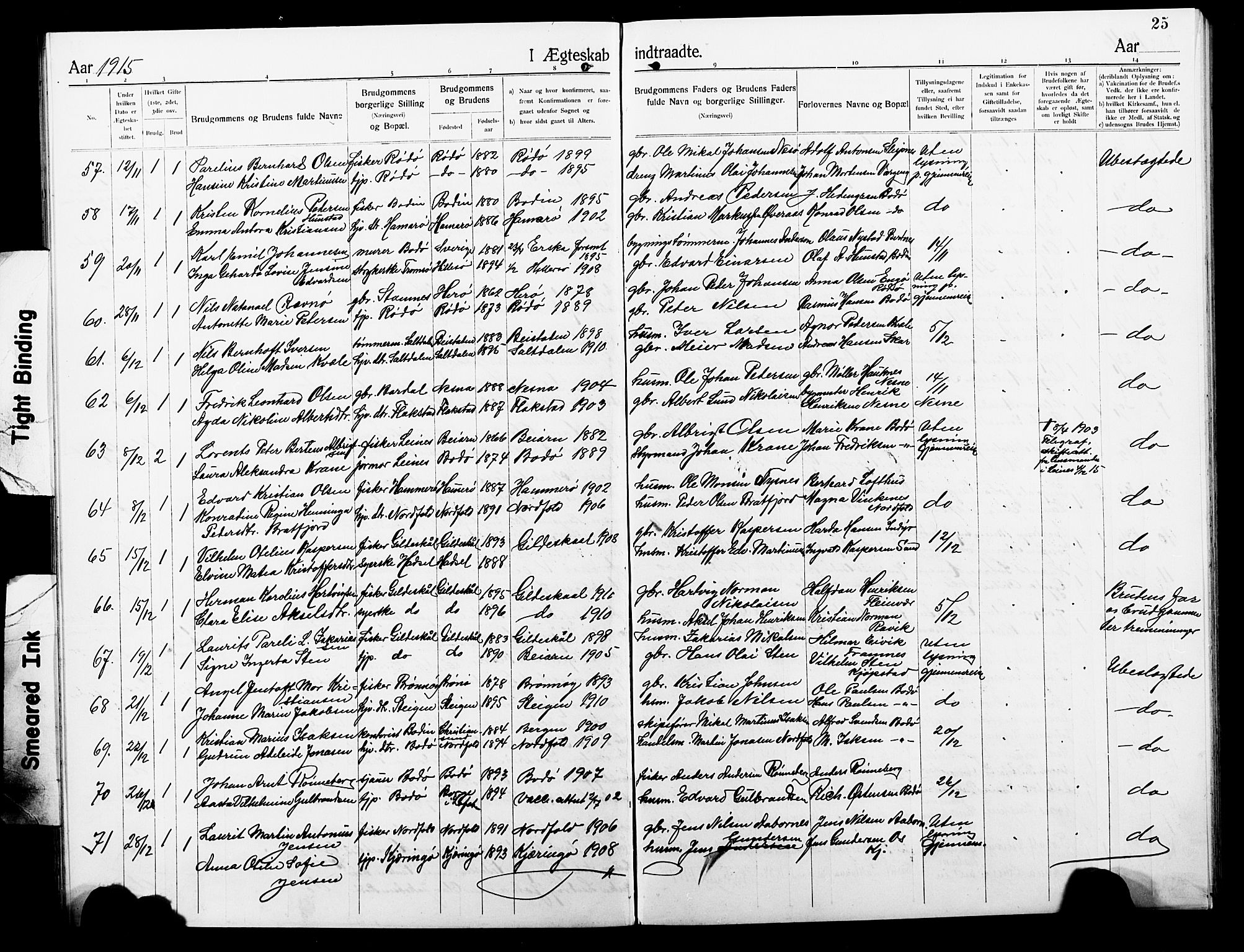 Ministerialprotokoller, klokkerbøker og fødselsregistre - Nordland, AV/SAT-A-1459/801/L0035: Parish register (copy) no. 801C10, 1910-1923, p. 25