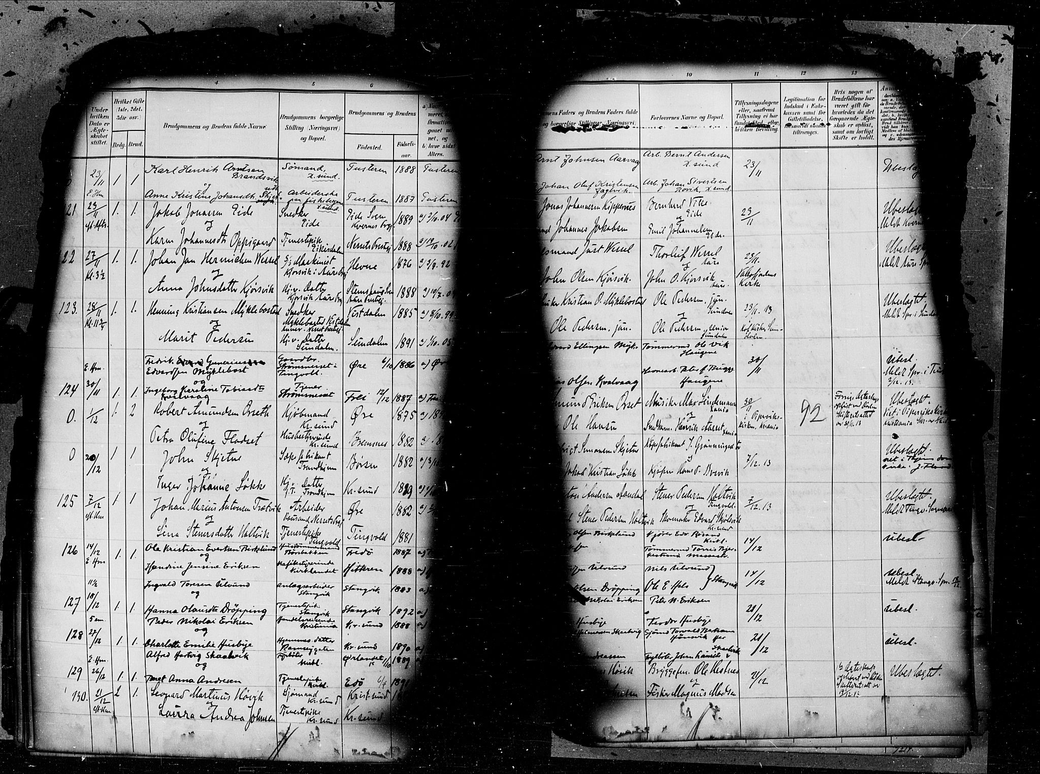 Kristiansund sokneprestkontor, AV/SAT-A-1068/1/I/I1: Parish register (official) no. 6d, 1905-1917, p. 92