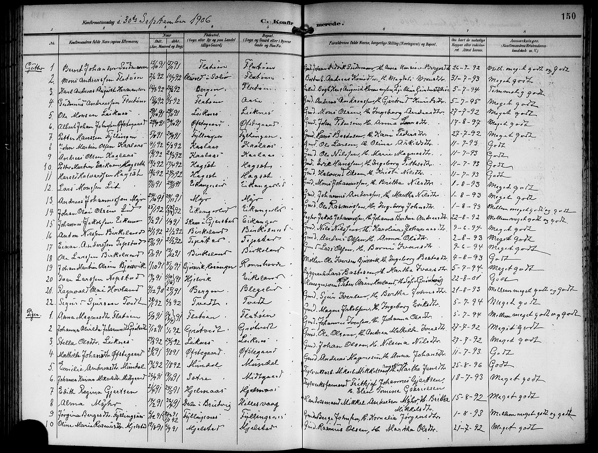 Hamre sokneprestembete, SAB/A-75501/H/Ha/Hab: Parish register (copy) no. B 4, 1898-1919, p. 150