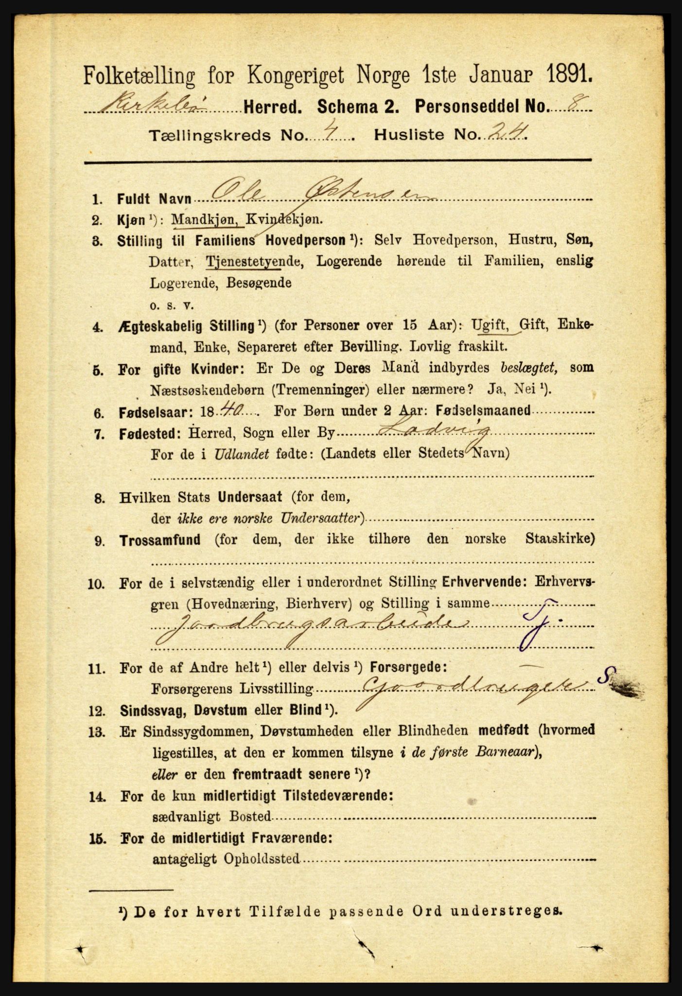 RA, 1891 census for 1416 Kyrkjebø, 1891, p. 994