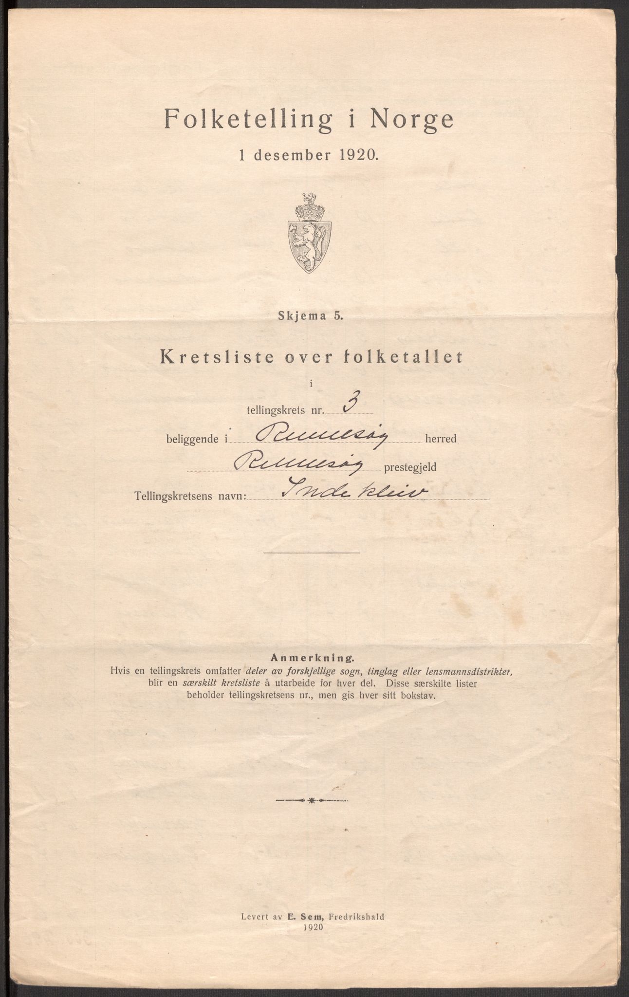 SAST, 1920 census for Rennesøy, 1920, p. 13